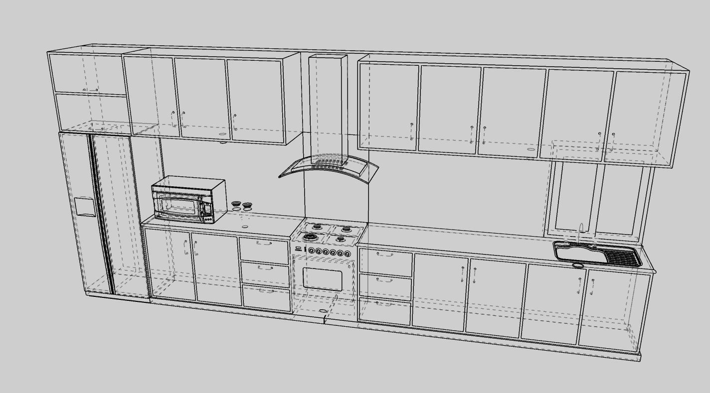Kitchen Design 1 Low-poly 3D model_2