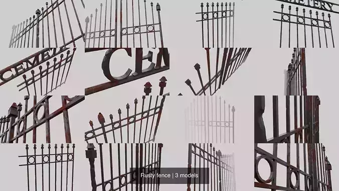 Rusty fence 3D Model Collection