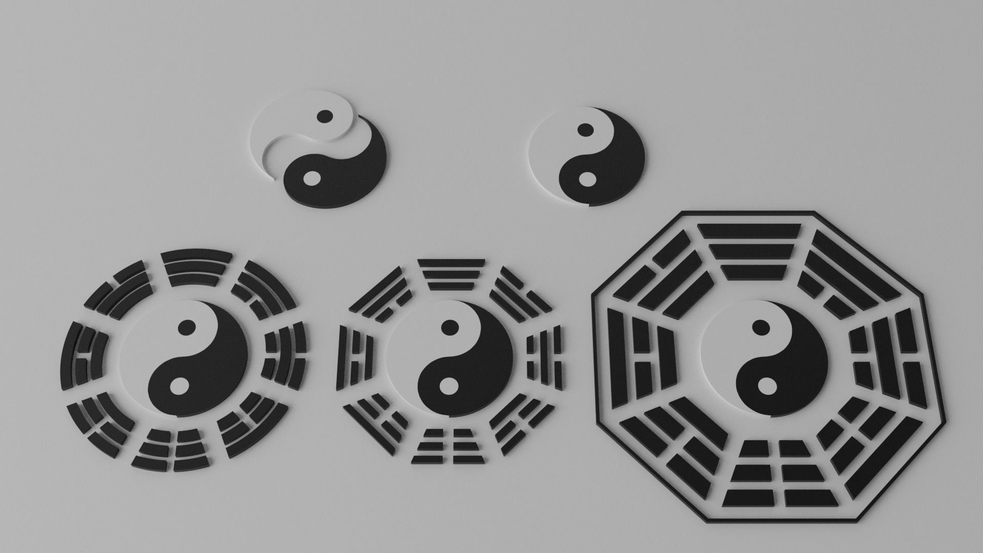 Tai Chi Yin Yang Bagua Tao Low-poly 3D model_12