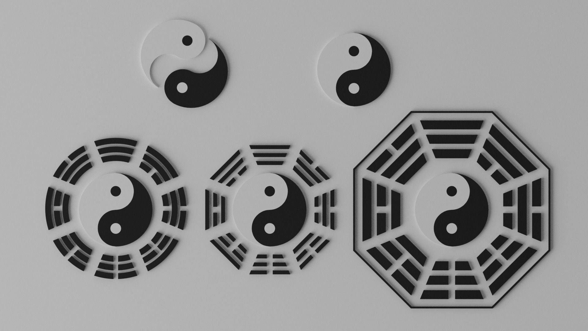 Tai Chi Yin Yang Bagua Tao Low-poly 3D model_2