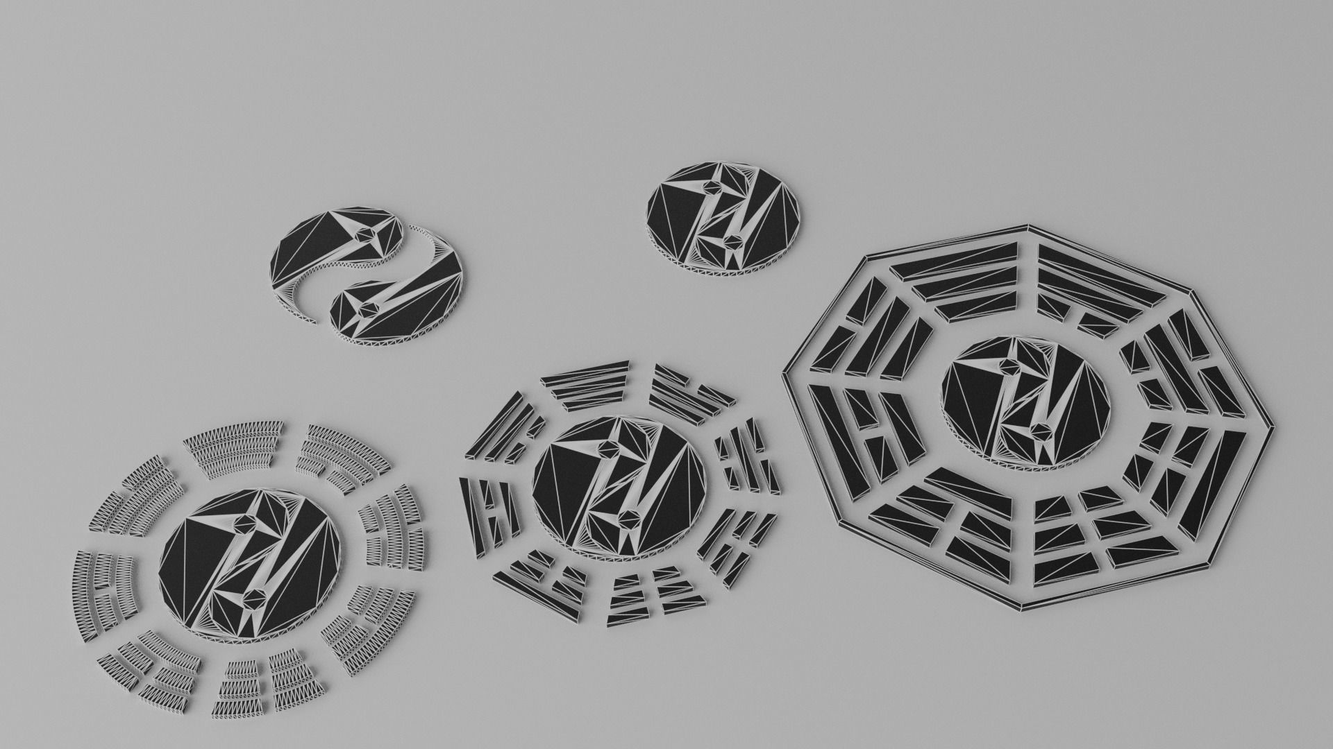 Tai Chi Yin Yang Bagua Tao Low-poly 3D model_6