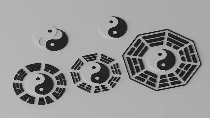 Tai Chi Yin Yang Bagua Tao Low-poly 3D model