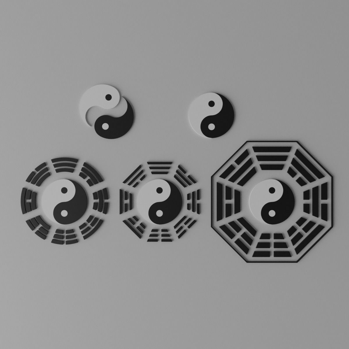 Tai Chi Yin Yang Bagua Tao Low-poly 3D model_4