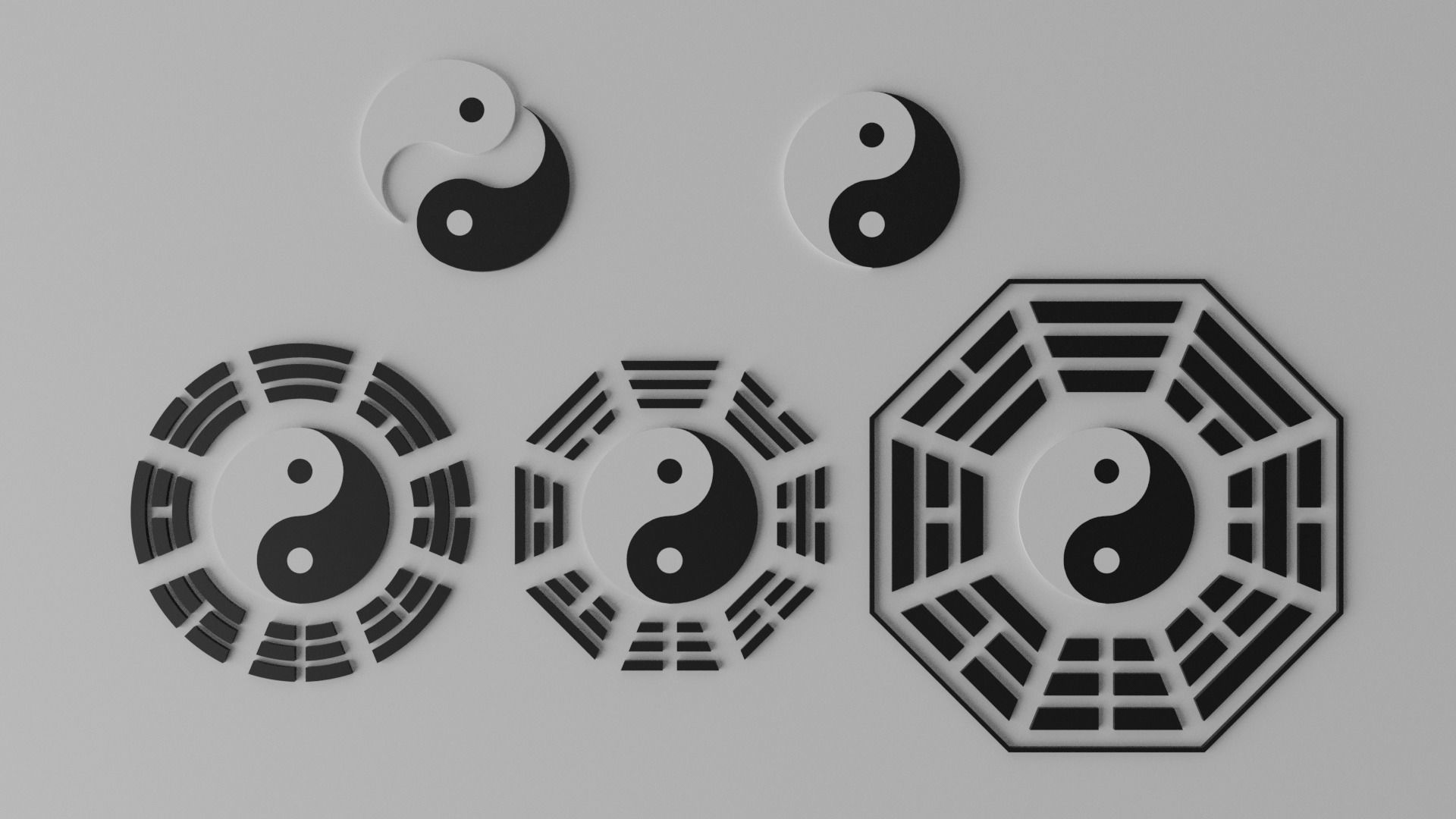 Tai Chi Yin Yang Bagua Tao Low-poly 3D model_1