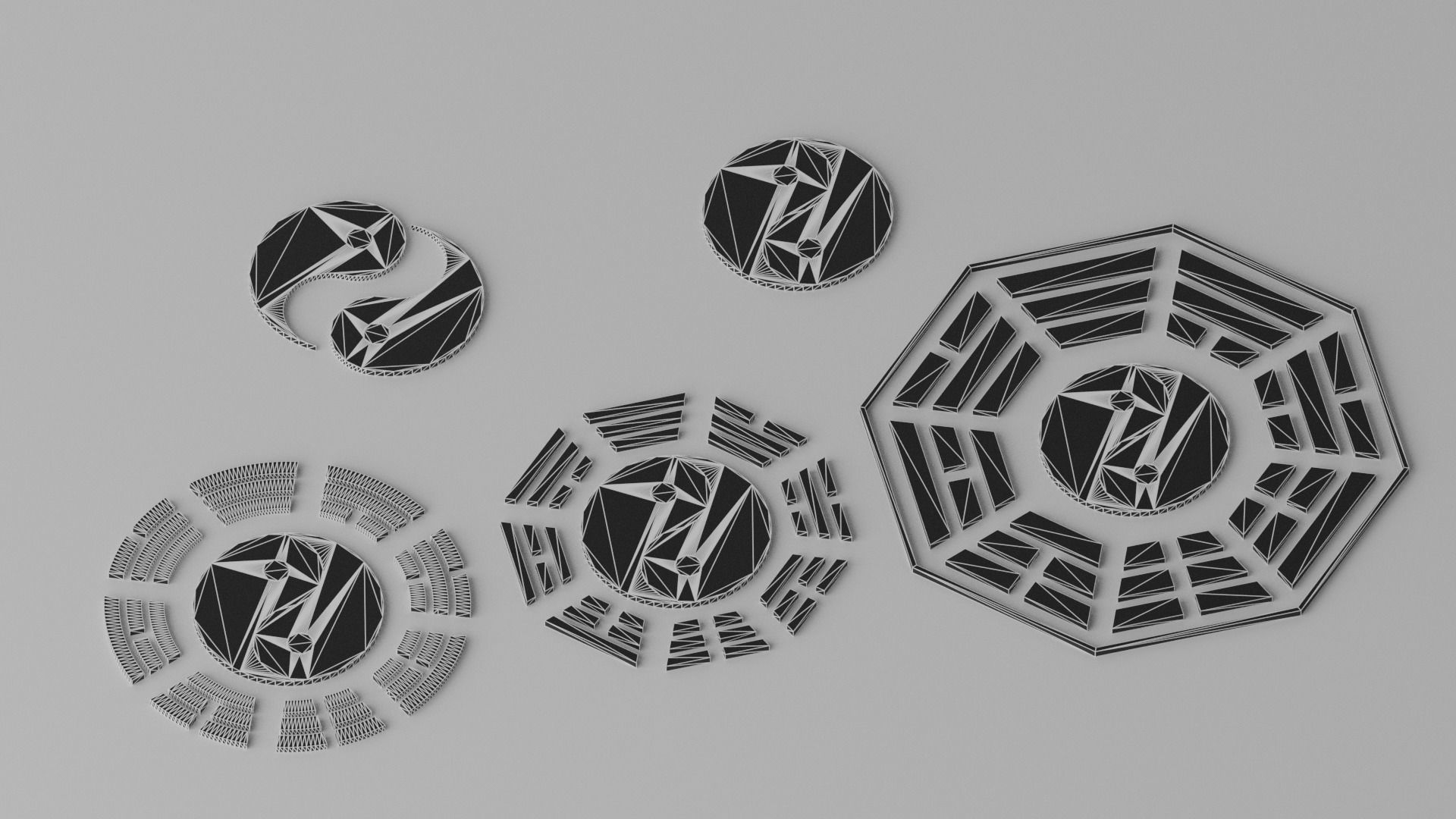 Tai Chi Yin Yang Bagua Tao Low-poly 3D model_5