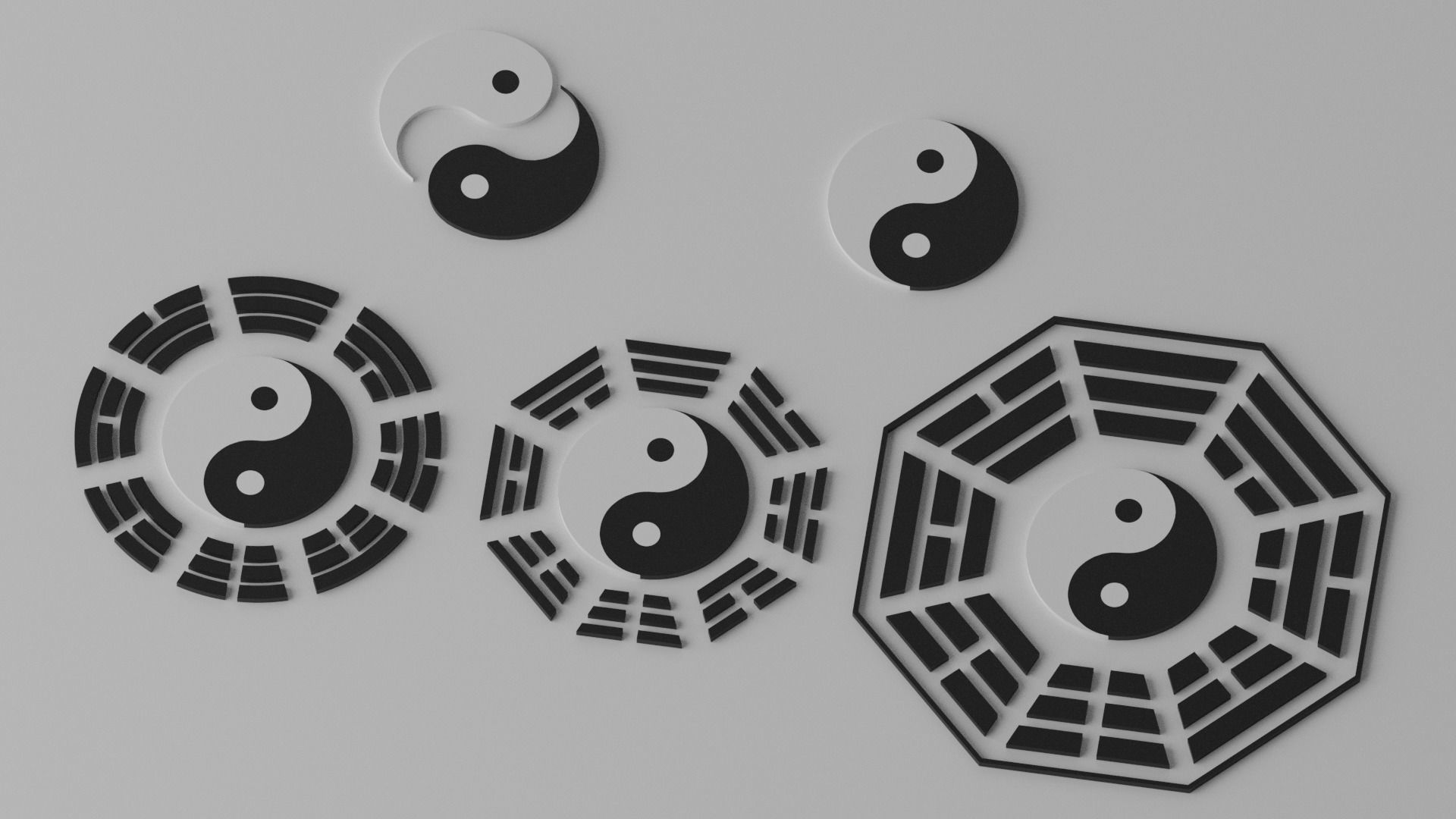 Tai Chi Yin Yang Bagua Tao Low-poly 3D model_9
