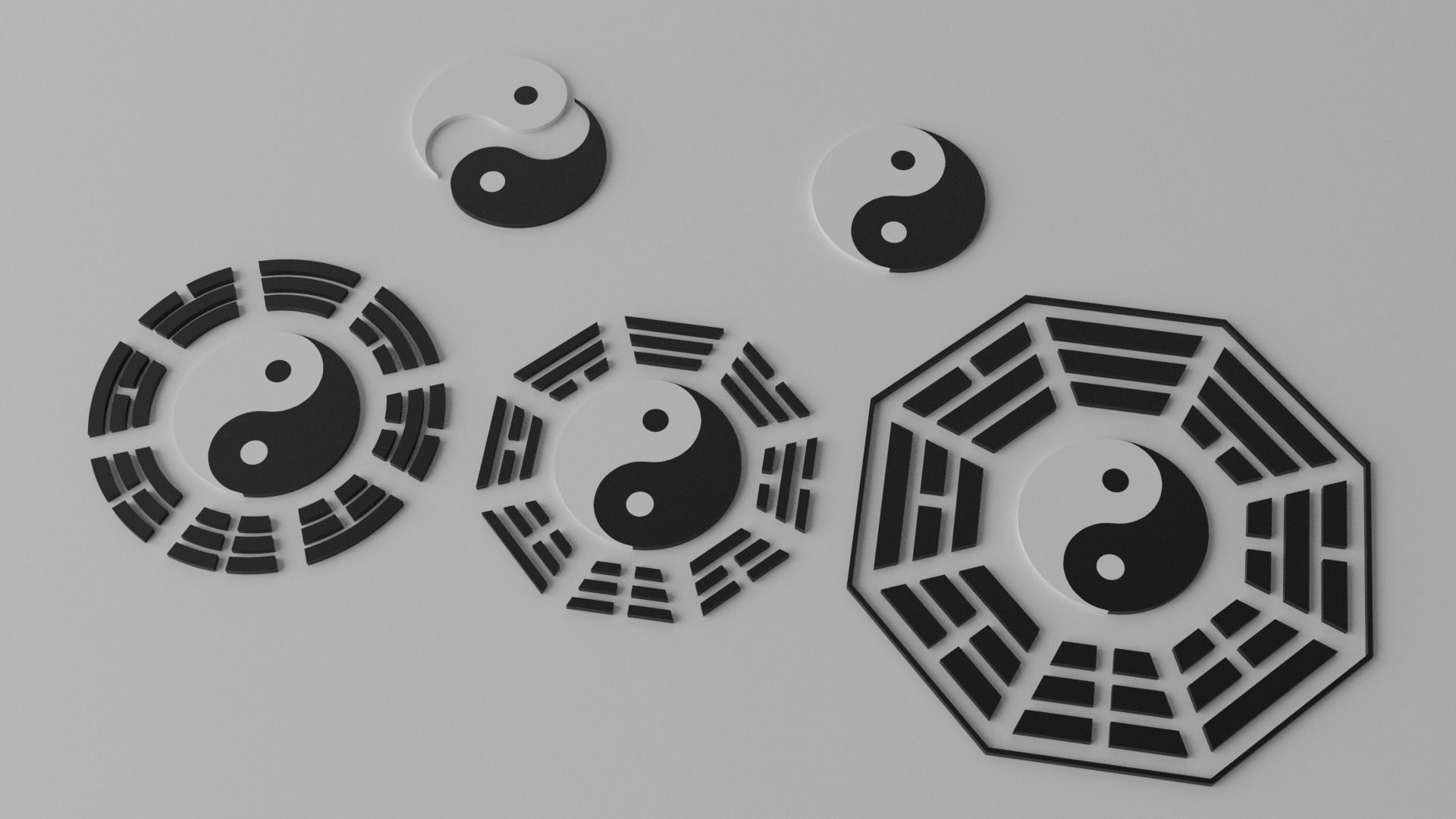 Tai Chi Yin Yang Bagua Tao Low-poly 3D model_10