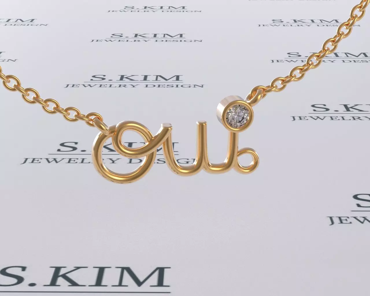 OUI pendant with 2mm brilliant 3D print model
