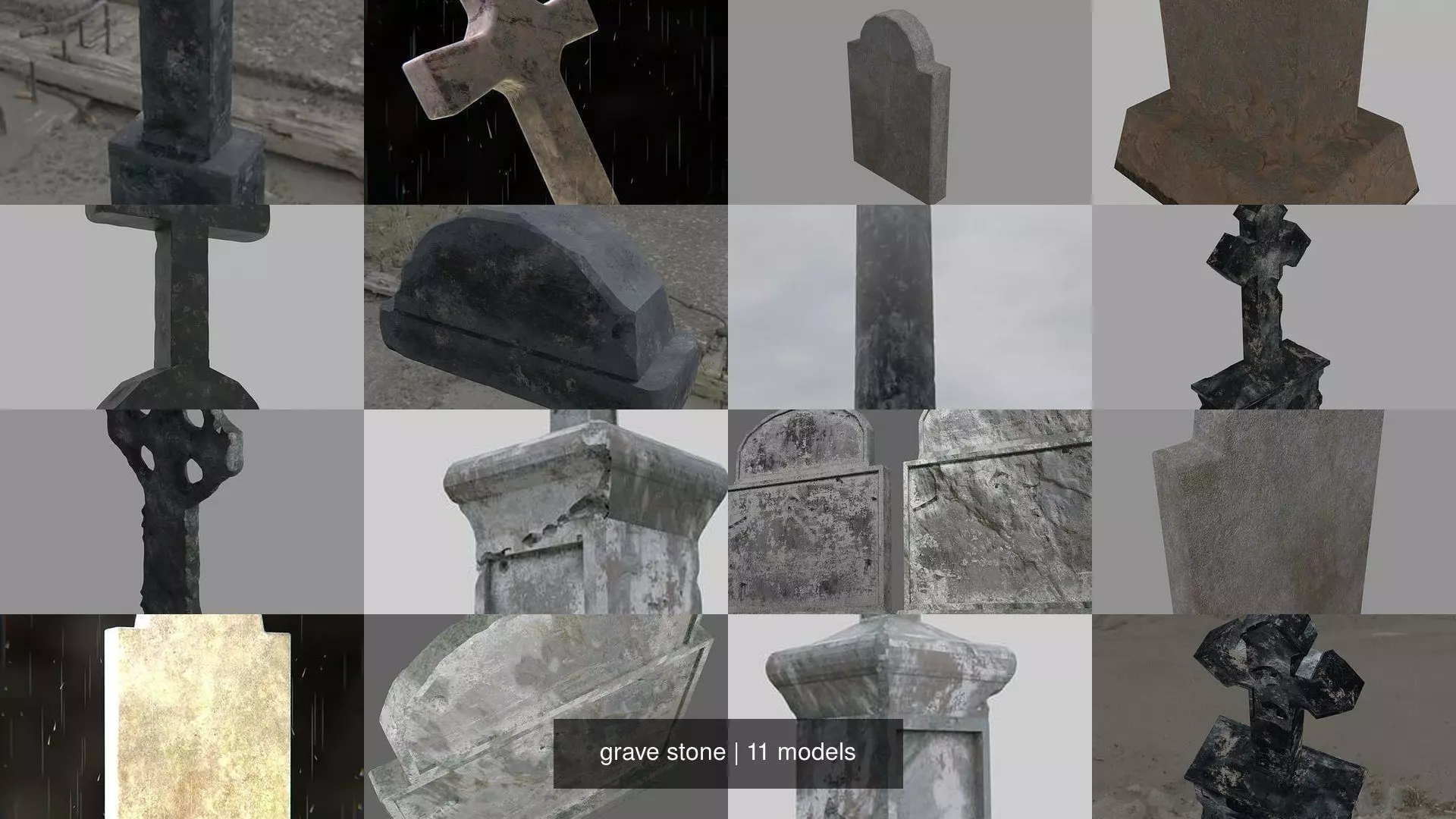 grave stone 3D Model Collection_0