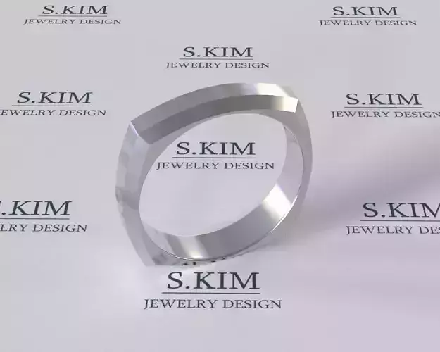 Square wedding ring many sizes 3D print model