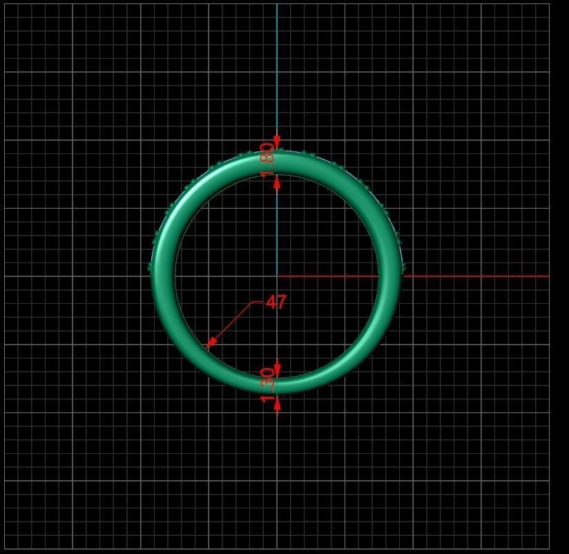 Wedding ring with row of brilliants 2mm many sizes 3D print model_2
