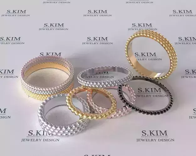 Set of rings with rows of balls many sizes