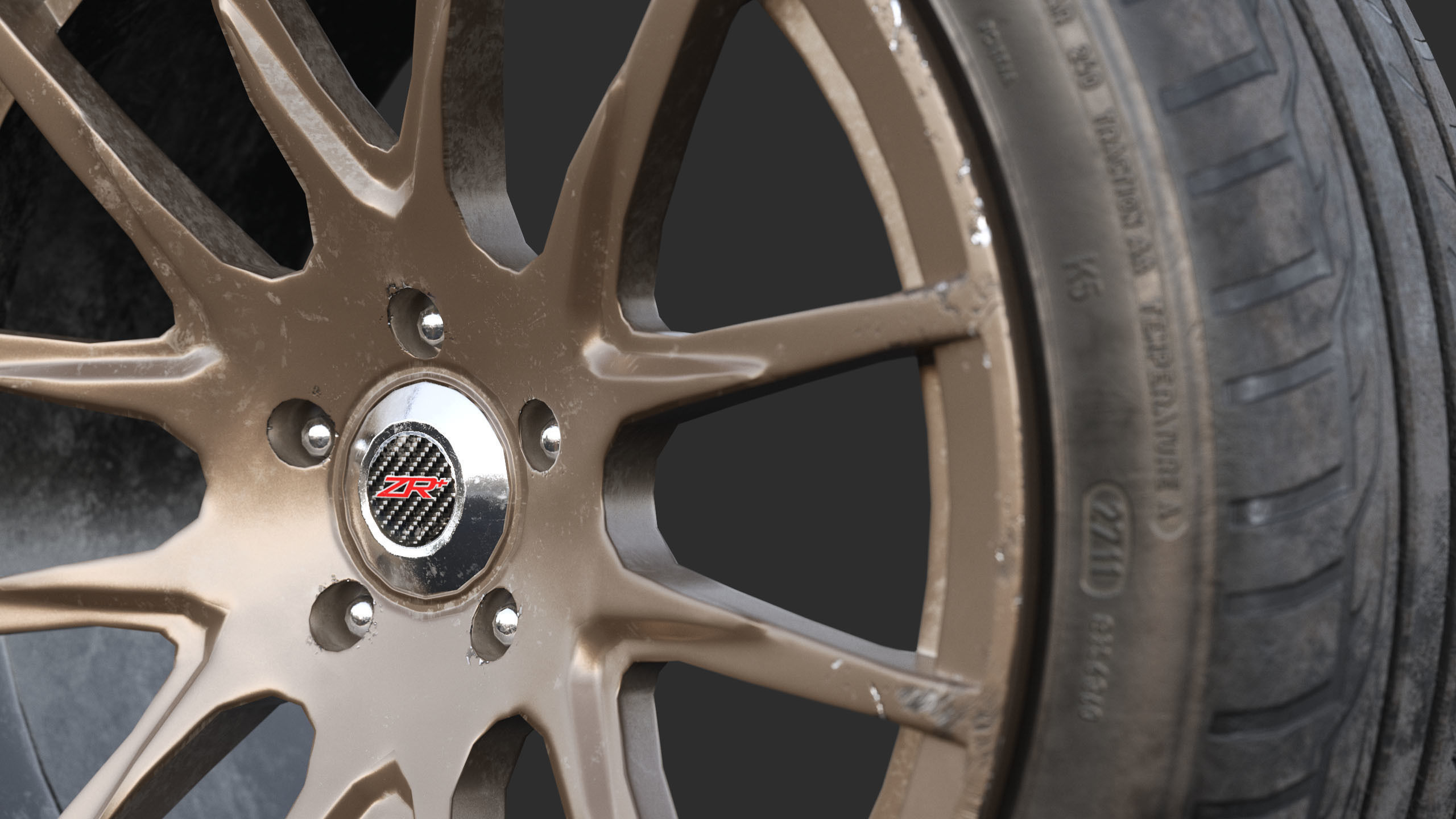 Rim 5Zigen ZR and Tire Dunlop Sport Maxx Low Poly Low-poly 3D model_10