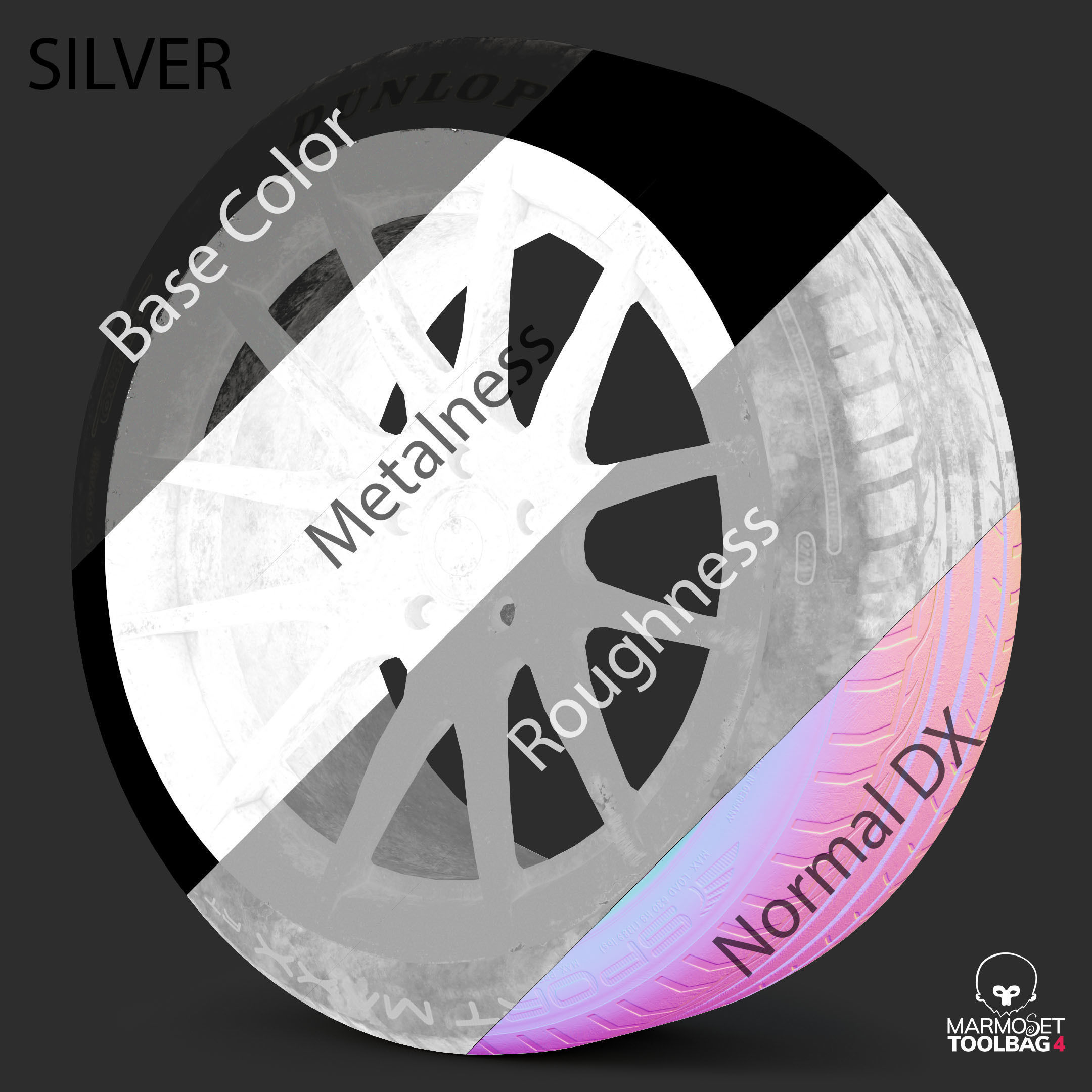 Rim 5Zigen ZR and Tire Dunlop Sport Maxx Low Poly Low-poly 3D model_18