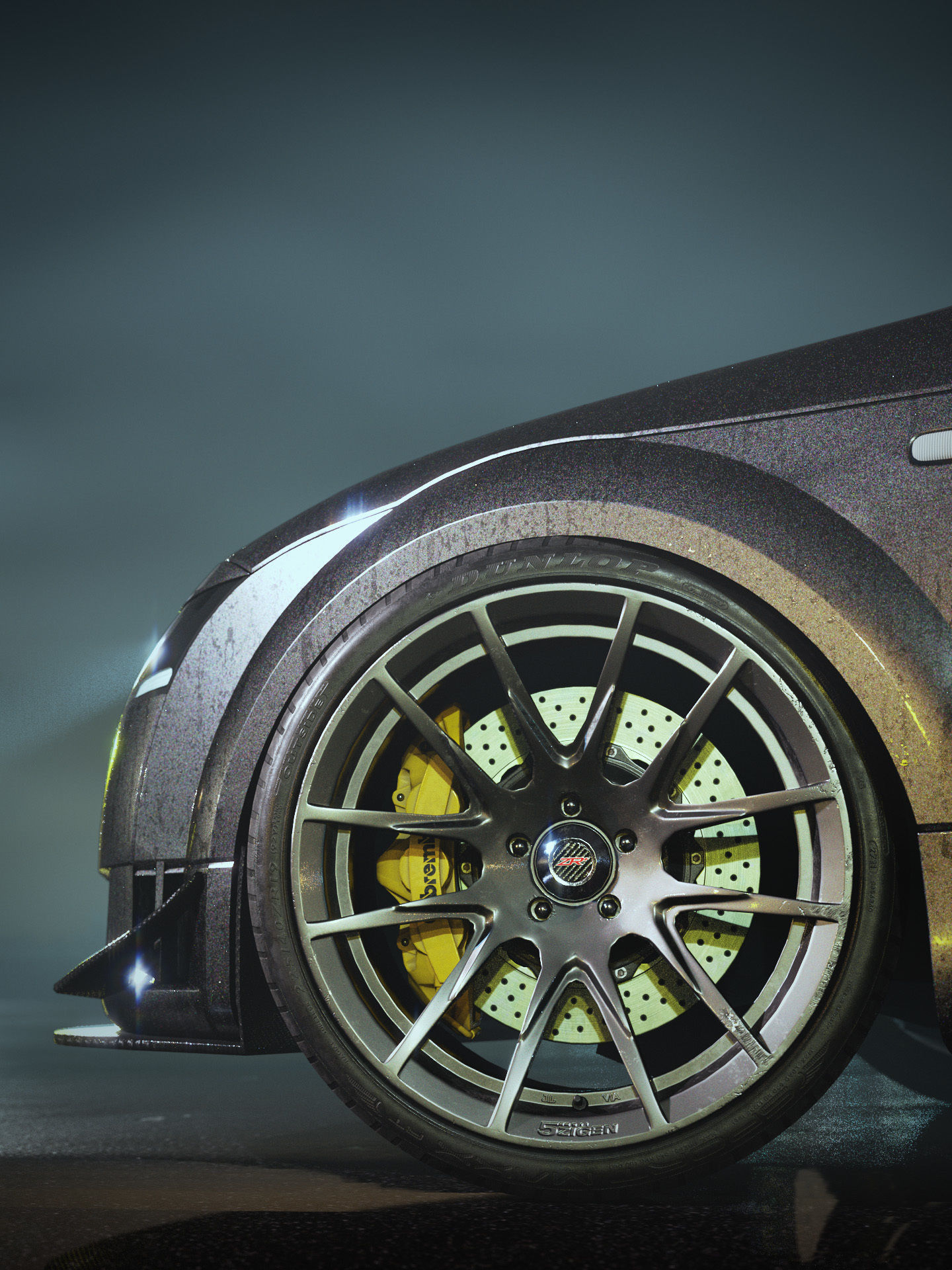 Rim 5Zigen ZR and Tire Dunlop Sport Maxx Low Poly Low-poly 3D model_28