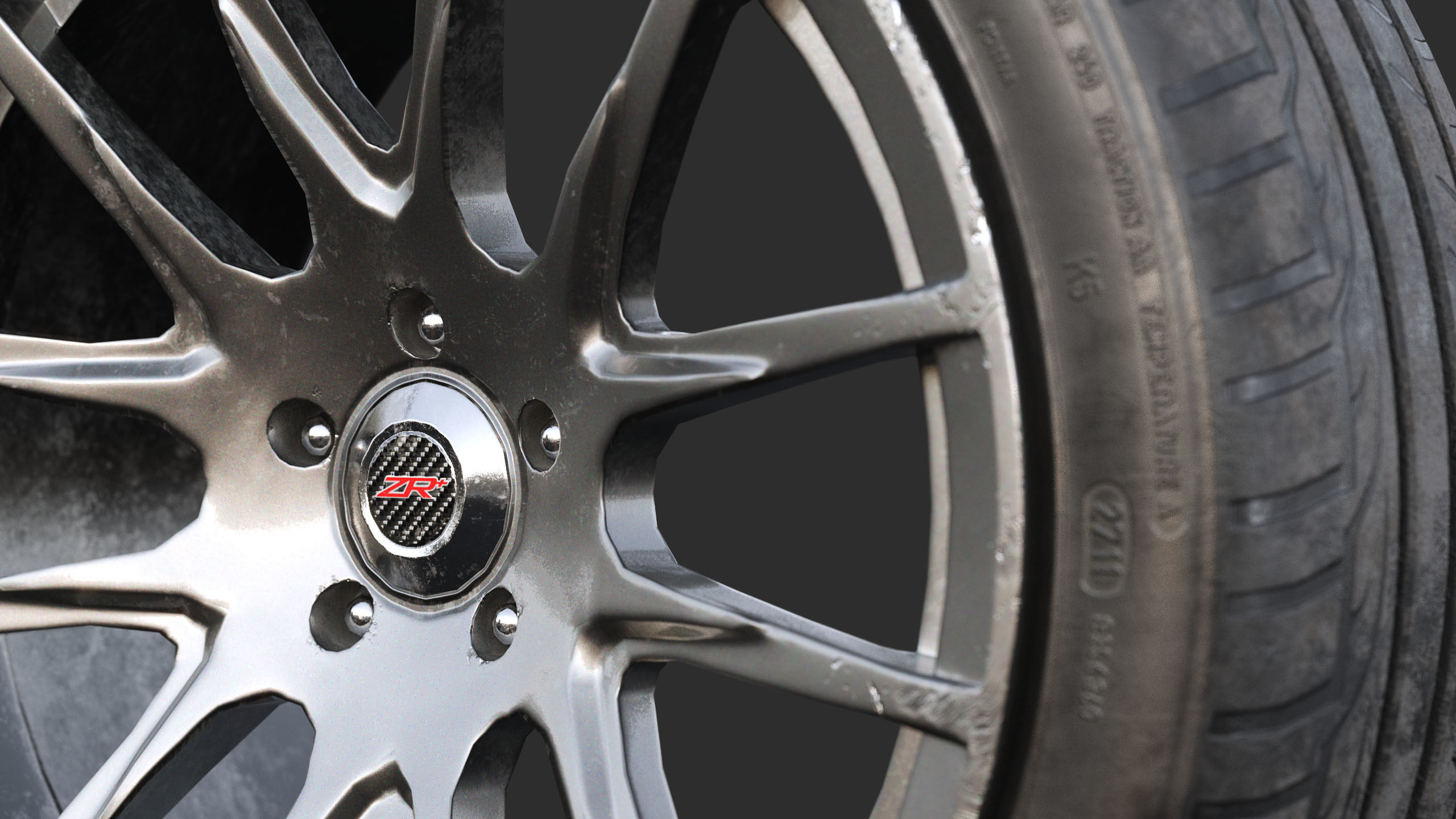 Rim 5Zigen ZR and Tire Dunlop Sport Maxx Low Poly Low-poly 3D model_9