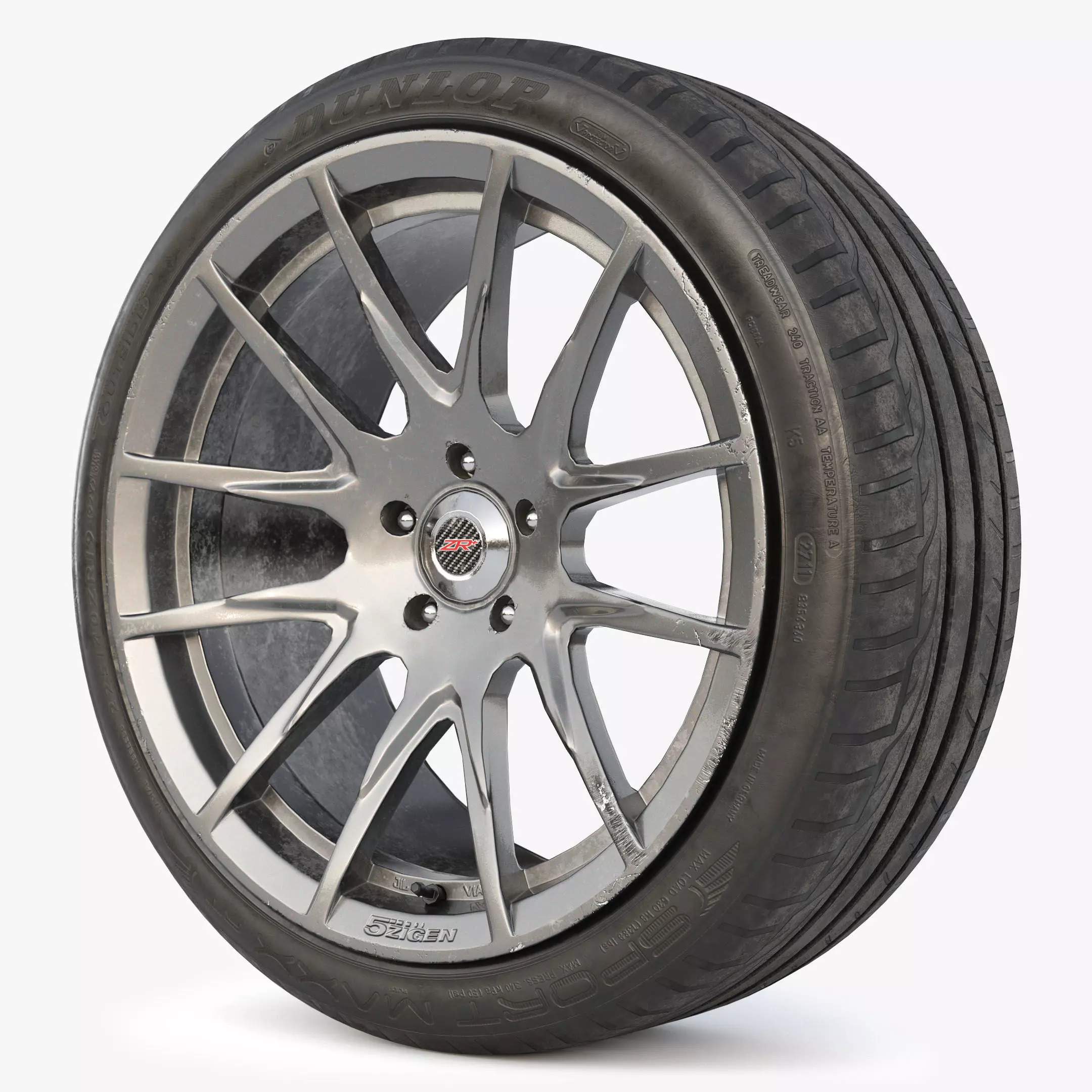 Rim 5Zigen ZR and Tire Dunlop Sport Maxx Low Poly Low-poly 3D model_0