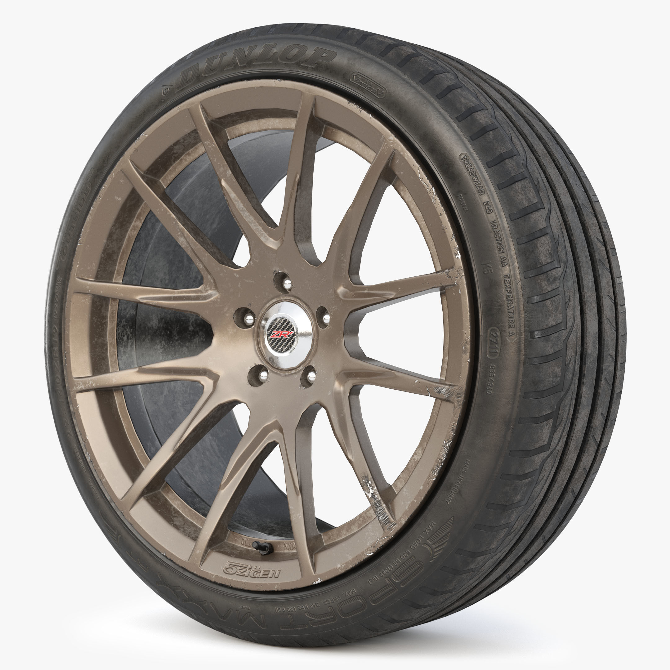 Rim 5Zigen ZR and Tire Dunlop Sport Maxx Low Poly Low-poly 3D model_3