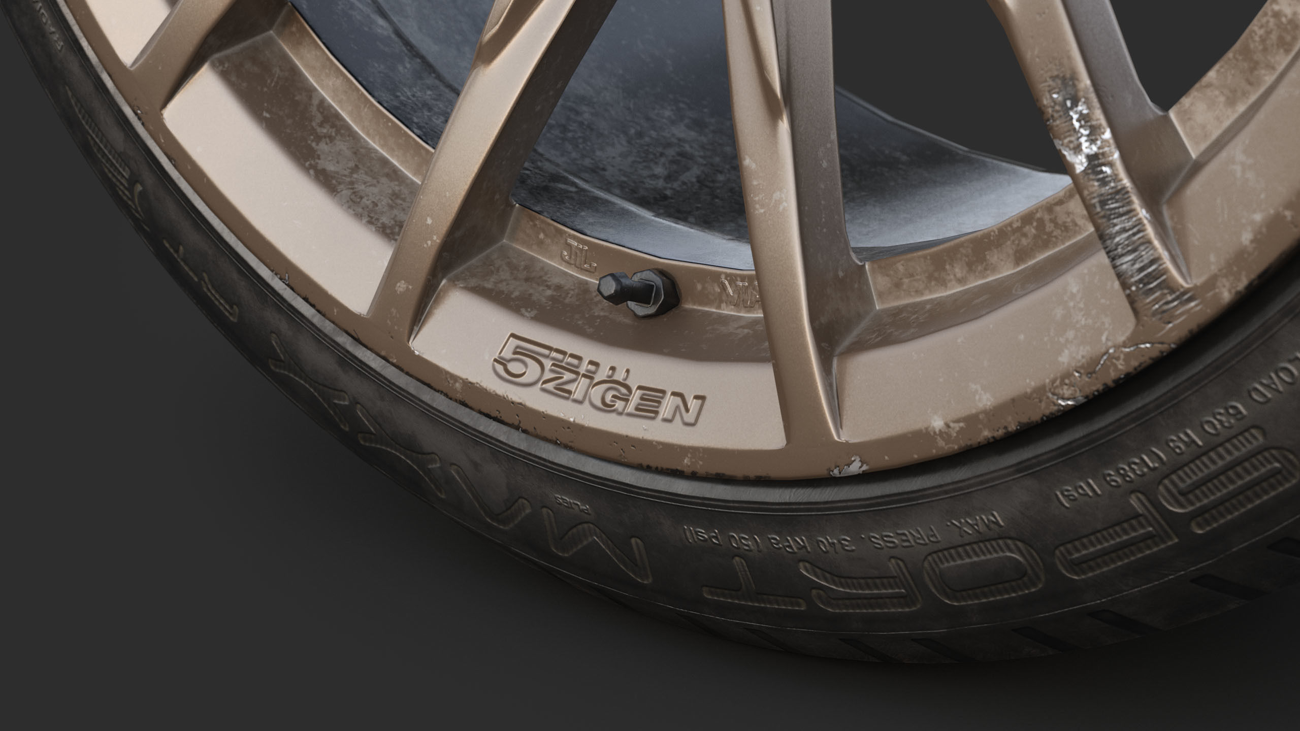 Rim 5Zigen ZR and Tire Dunlop Sport Maxx Low Poly Low-poly 3D model_6