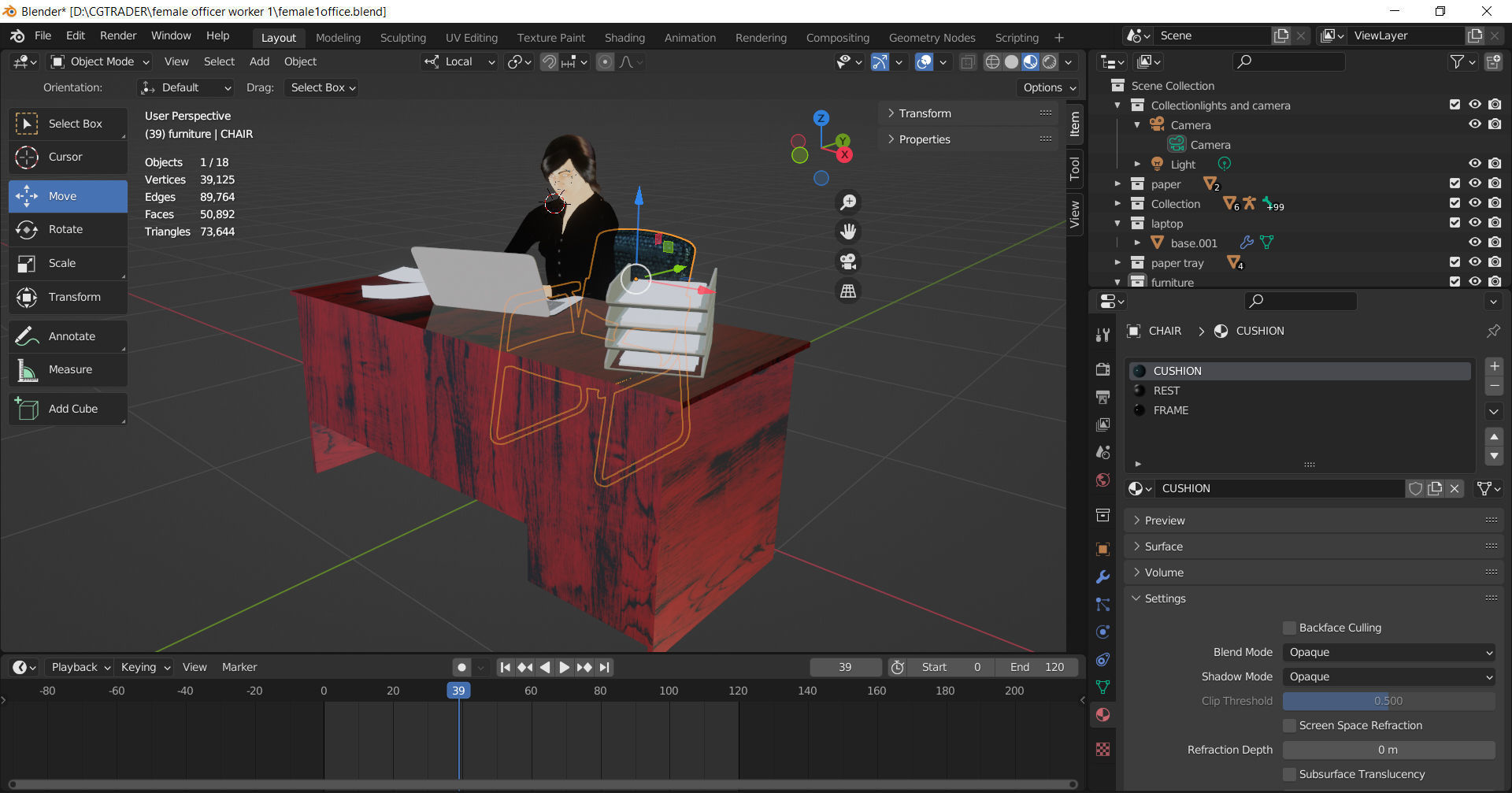 Female Office Worker 1 3D model_3