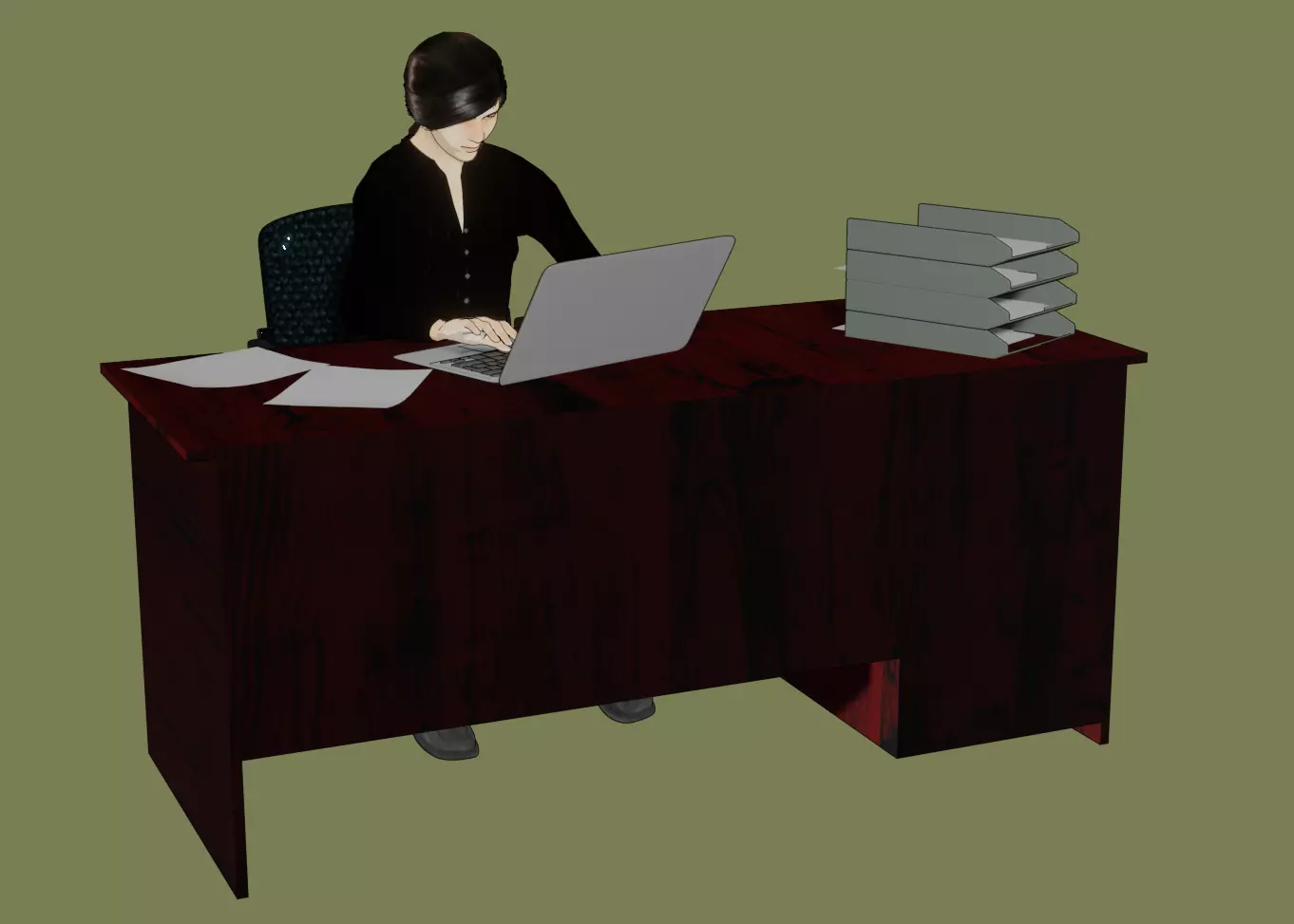 Female Office Worker 1 3D model_0