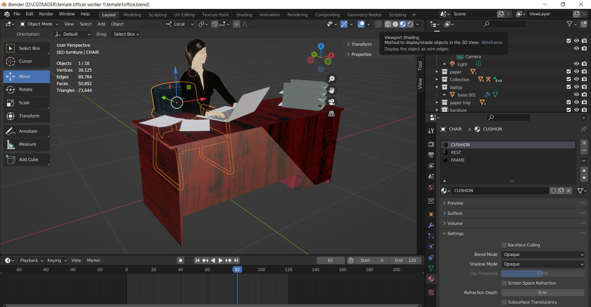 Female Office Worker 1 3D model_4