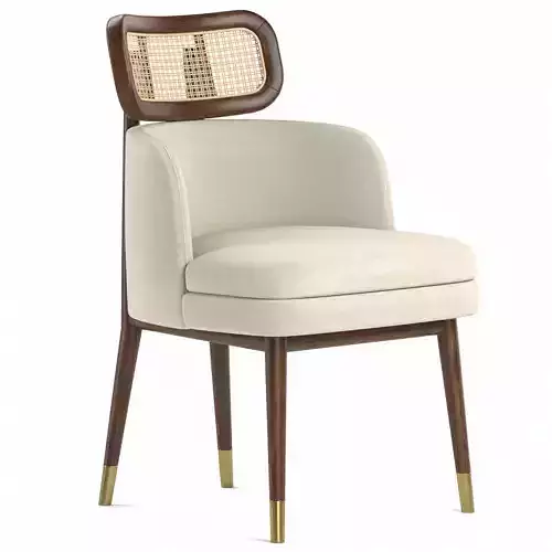 CARTER dining chair with gold legs and rattan seat