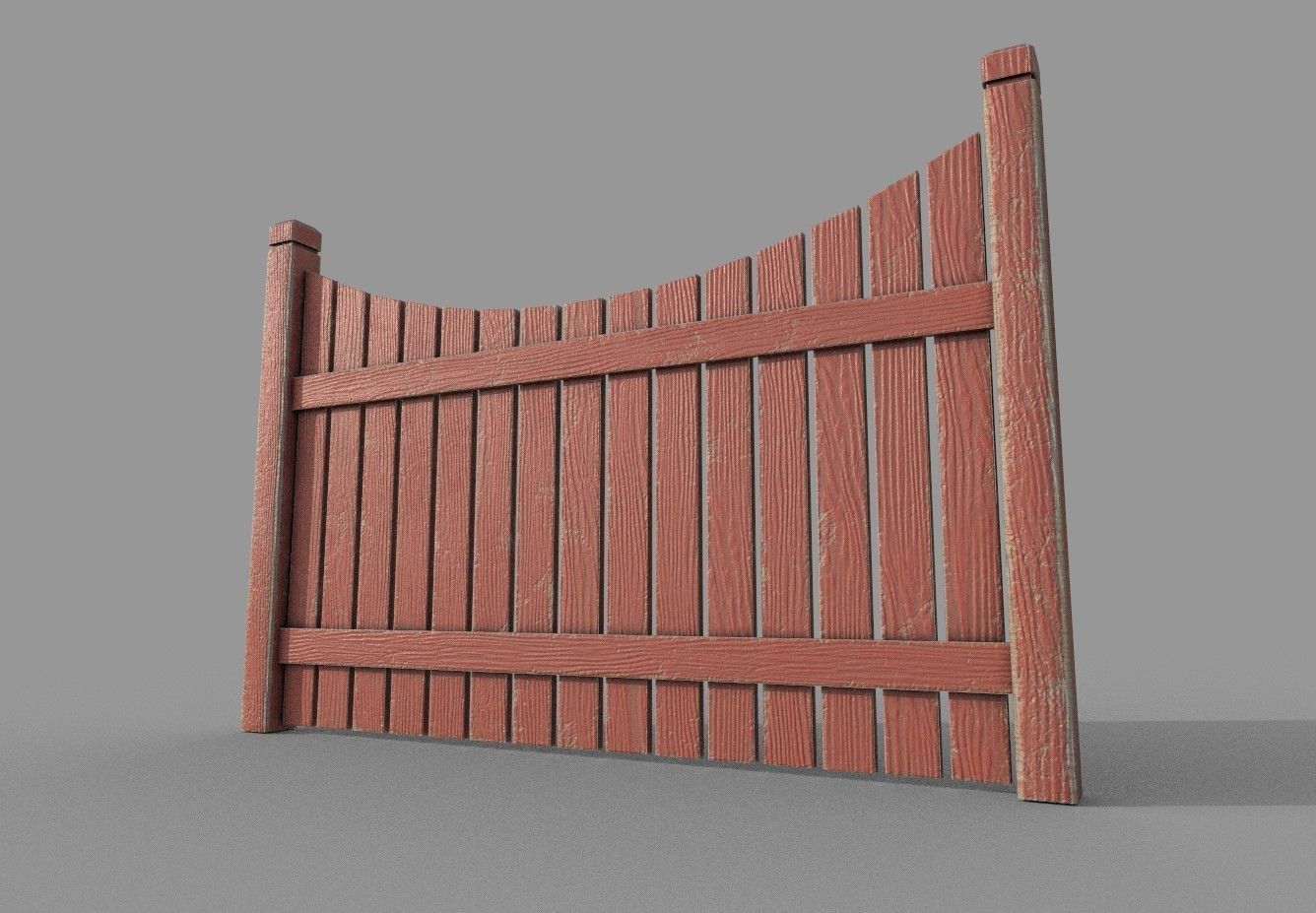 Fence wooden Low-poly 3D model_1