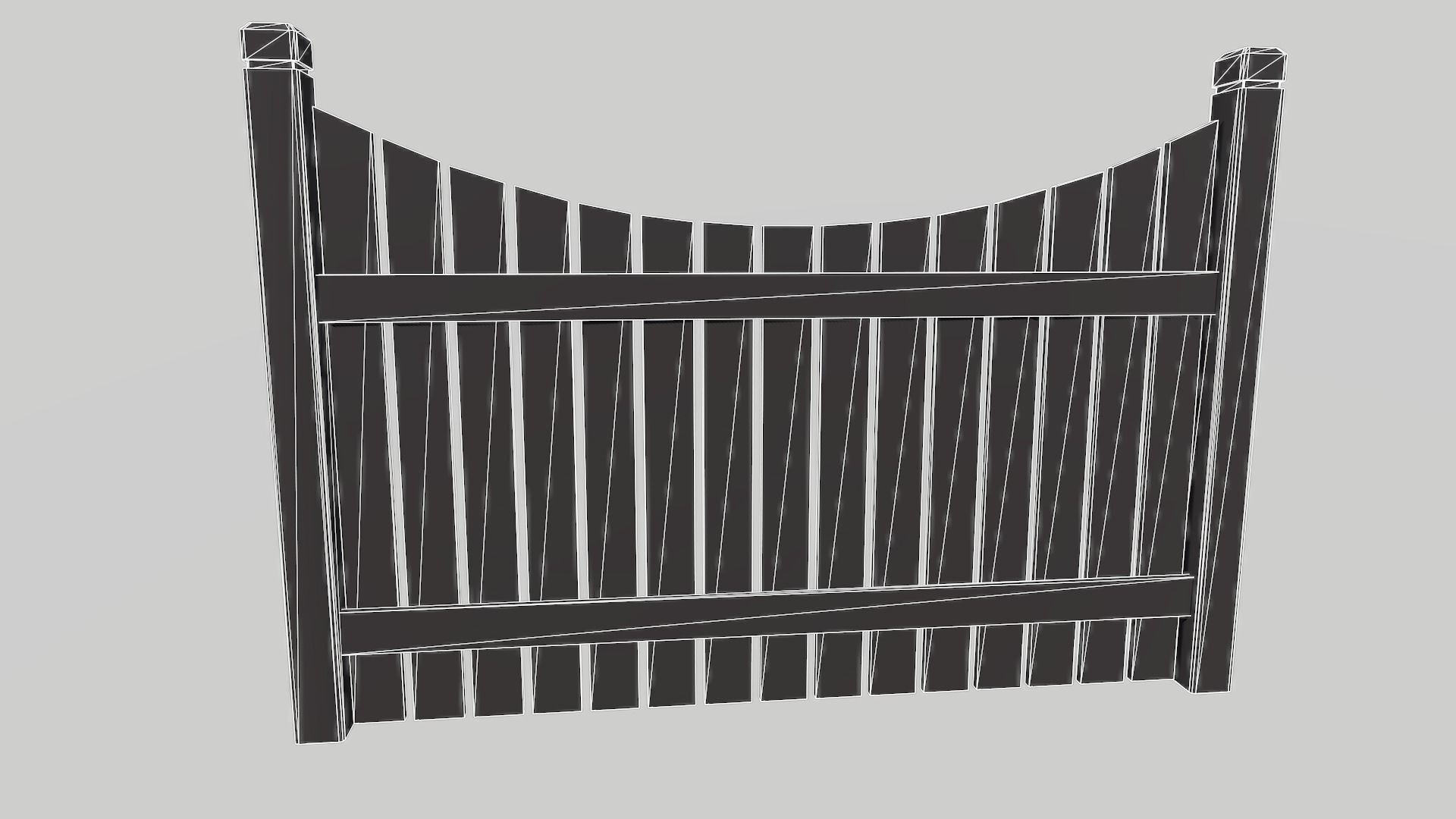 Fence wooden Low-poly 3D model_5