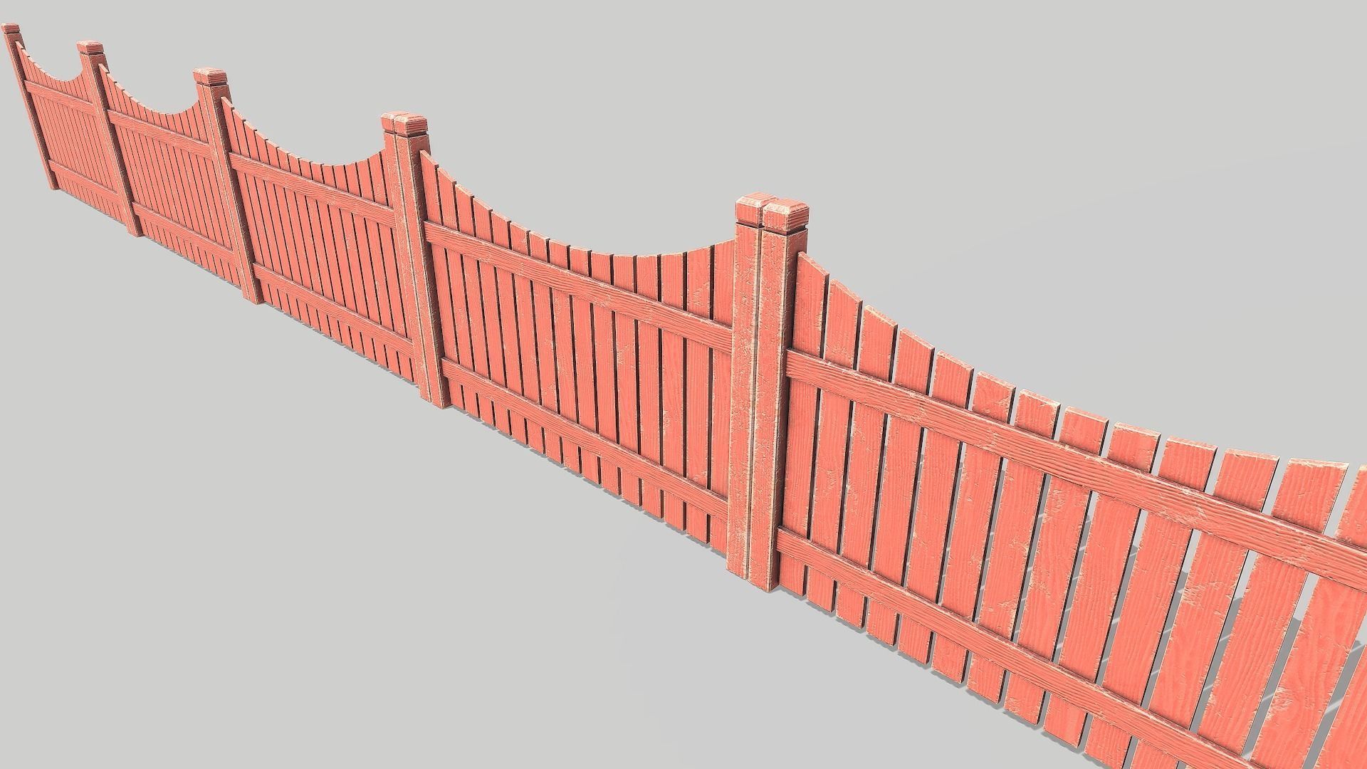 Fence wooden Low-poly 3D model_3