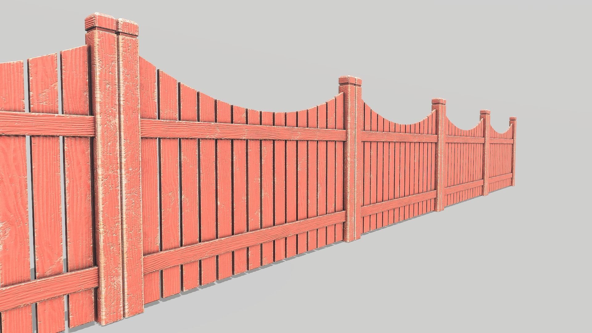 Fence wooden Low-poly 3D model_2