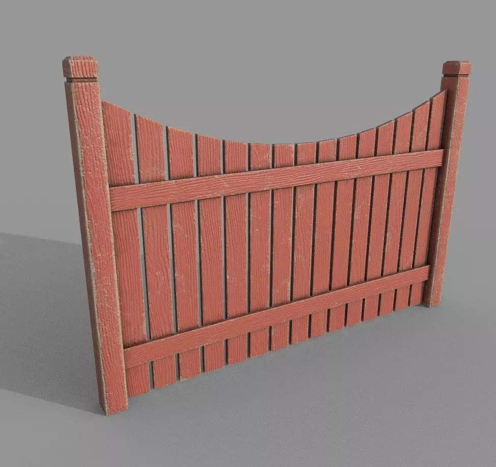 Fence wooden Low-poly 3D model_0