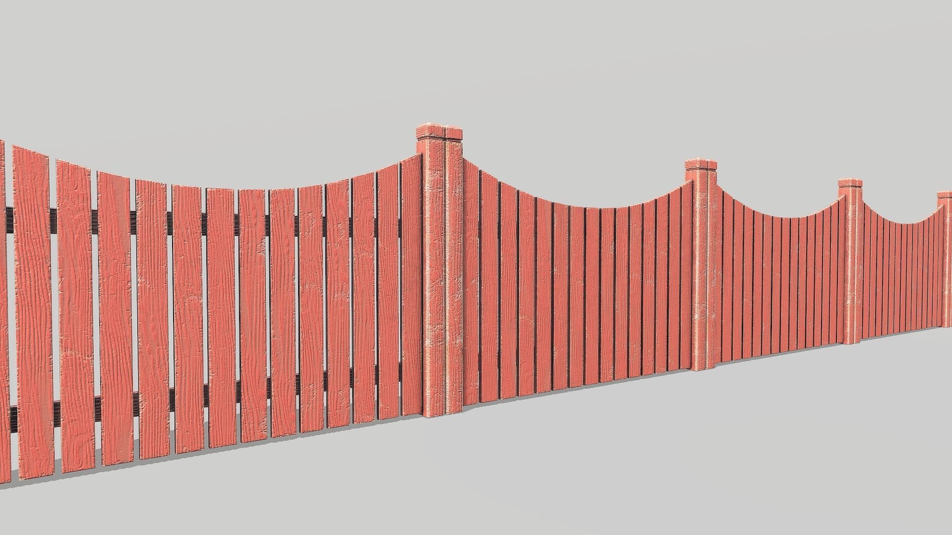 Fence wooden Low-poly 3D model_4