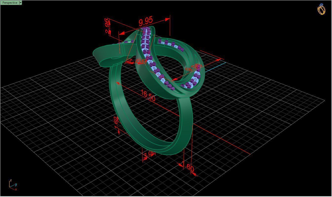 Ring M52 The luxury female ring with gems wedding 3D print model_29