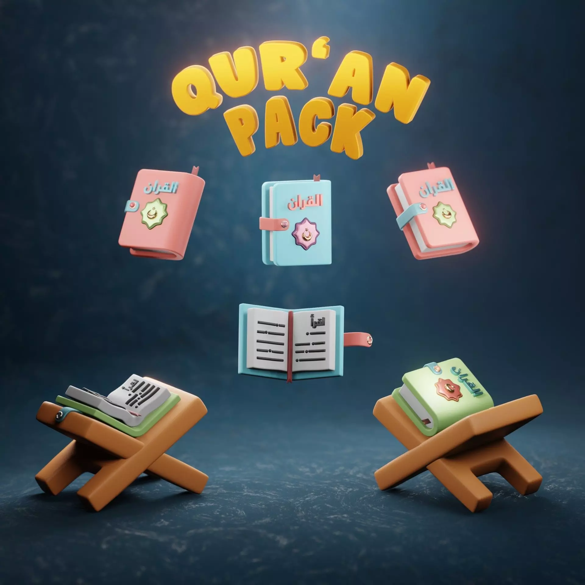Cute Stylized Quran Pack 3D model_0