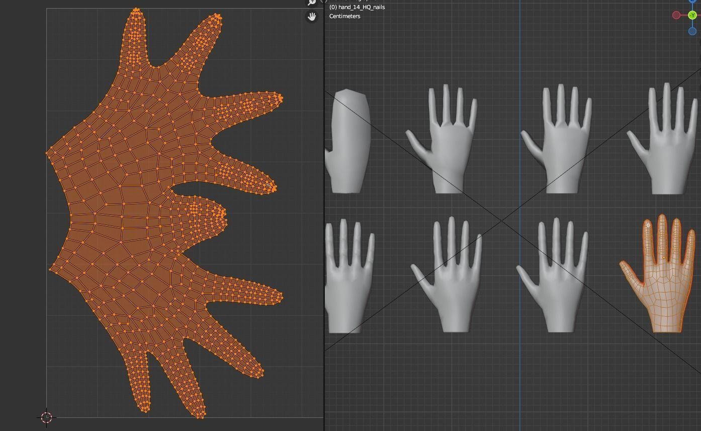Hands Collection set of Low-poly 3D model_16