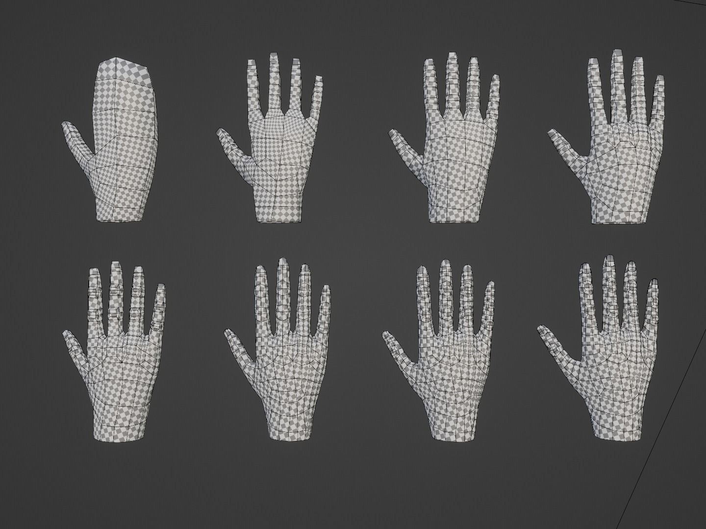 Hands Collection set of Low-poly 3D model_15