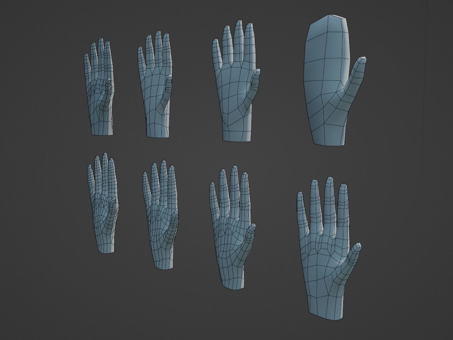 Hands Collection set of Low-poly 3D model_11