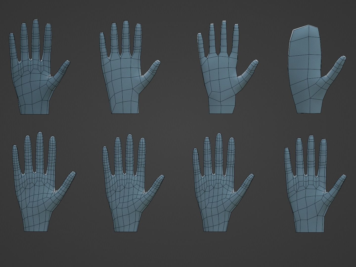 Hands Collection set of Low-poly 3D model_9