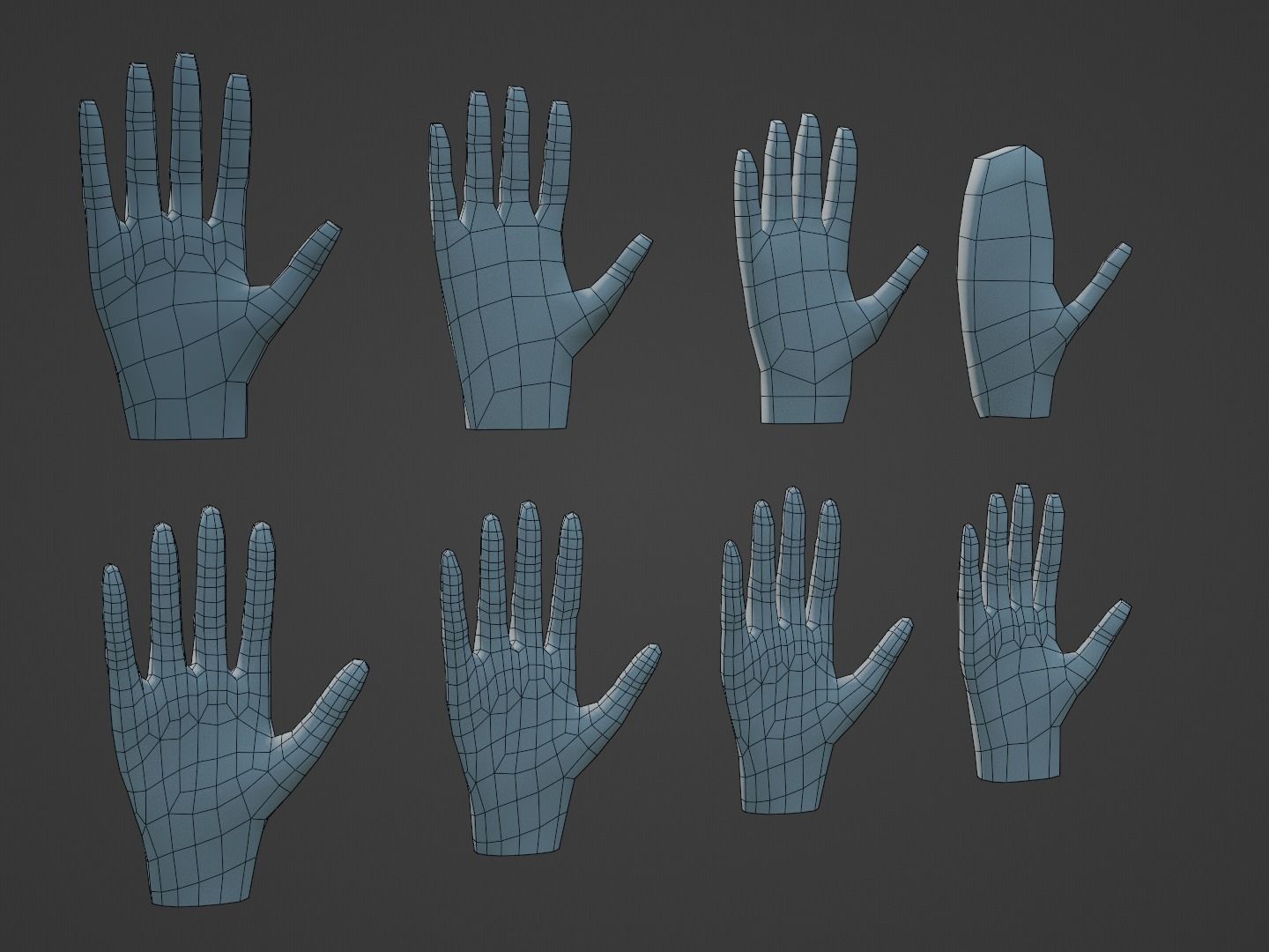 Hands Collection set of Low-poly 3D model_10