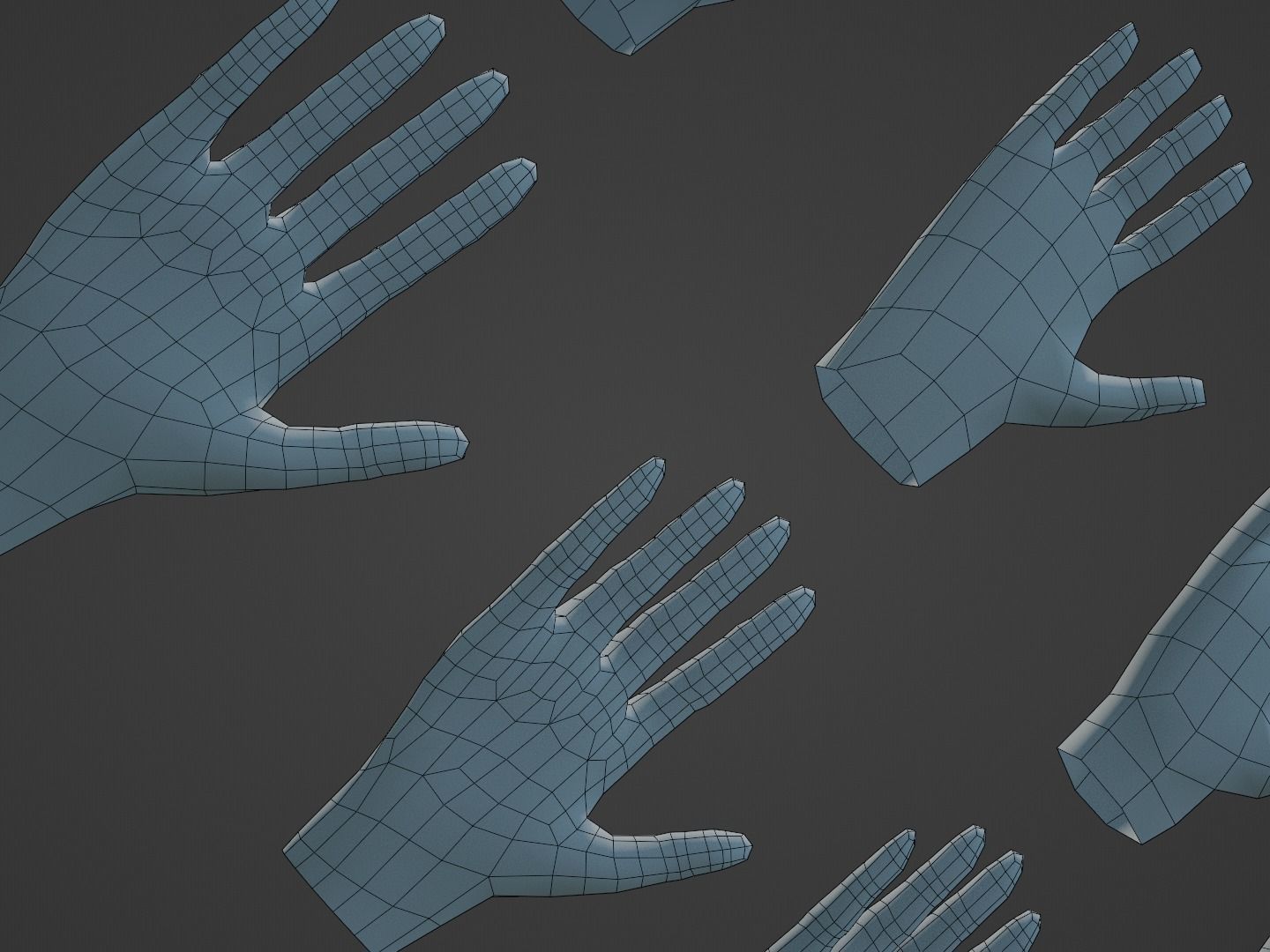 Hands Collection set of Low-poly 3D model_14