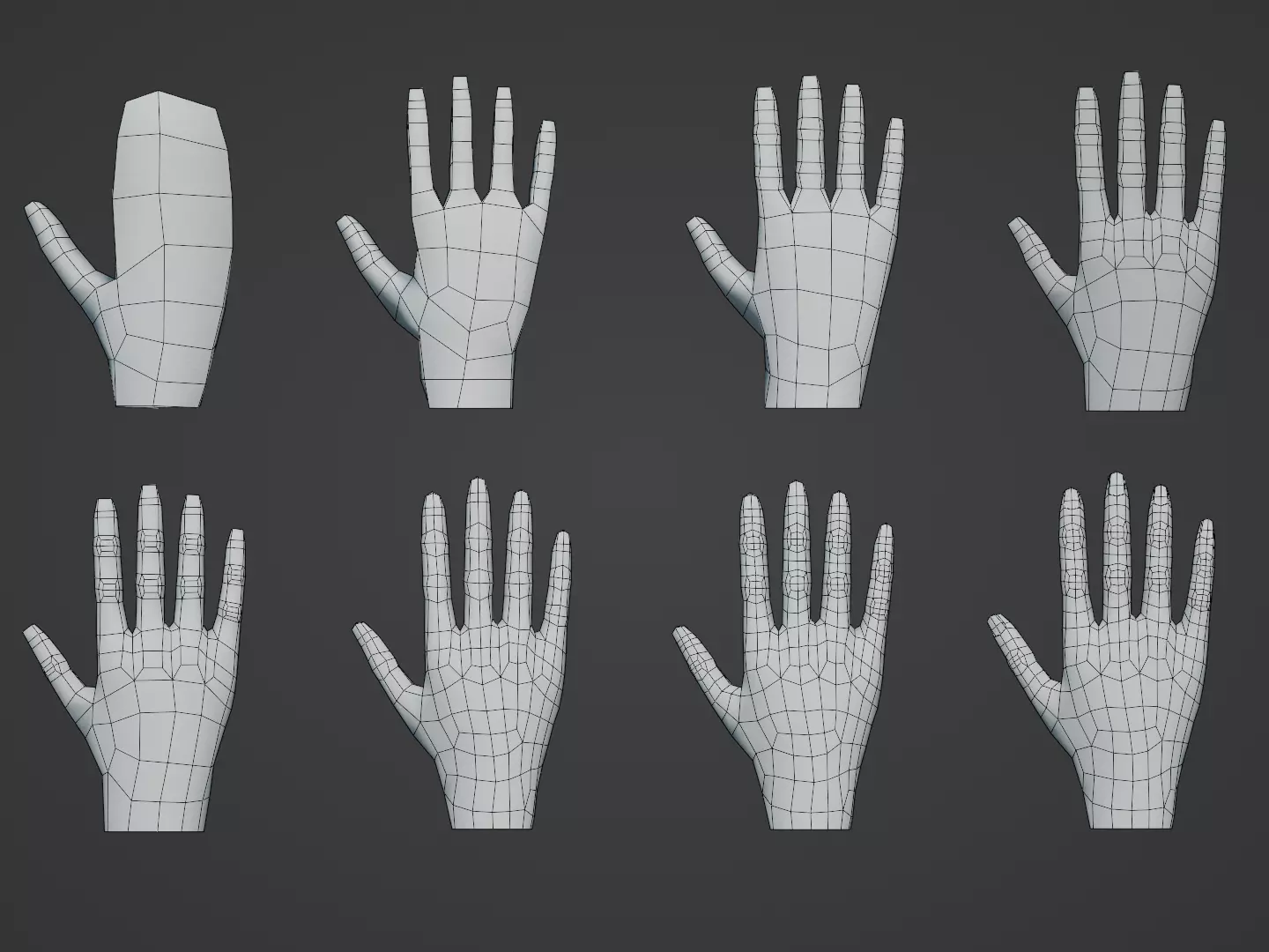 Hands Collection set of Low-poly 3D model_0