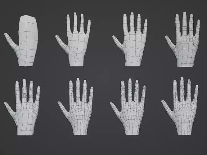 Hands Collection set of Low-poly 3D model