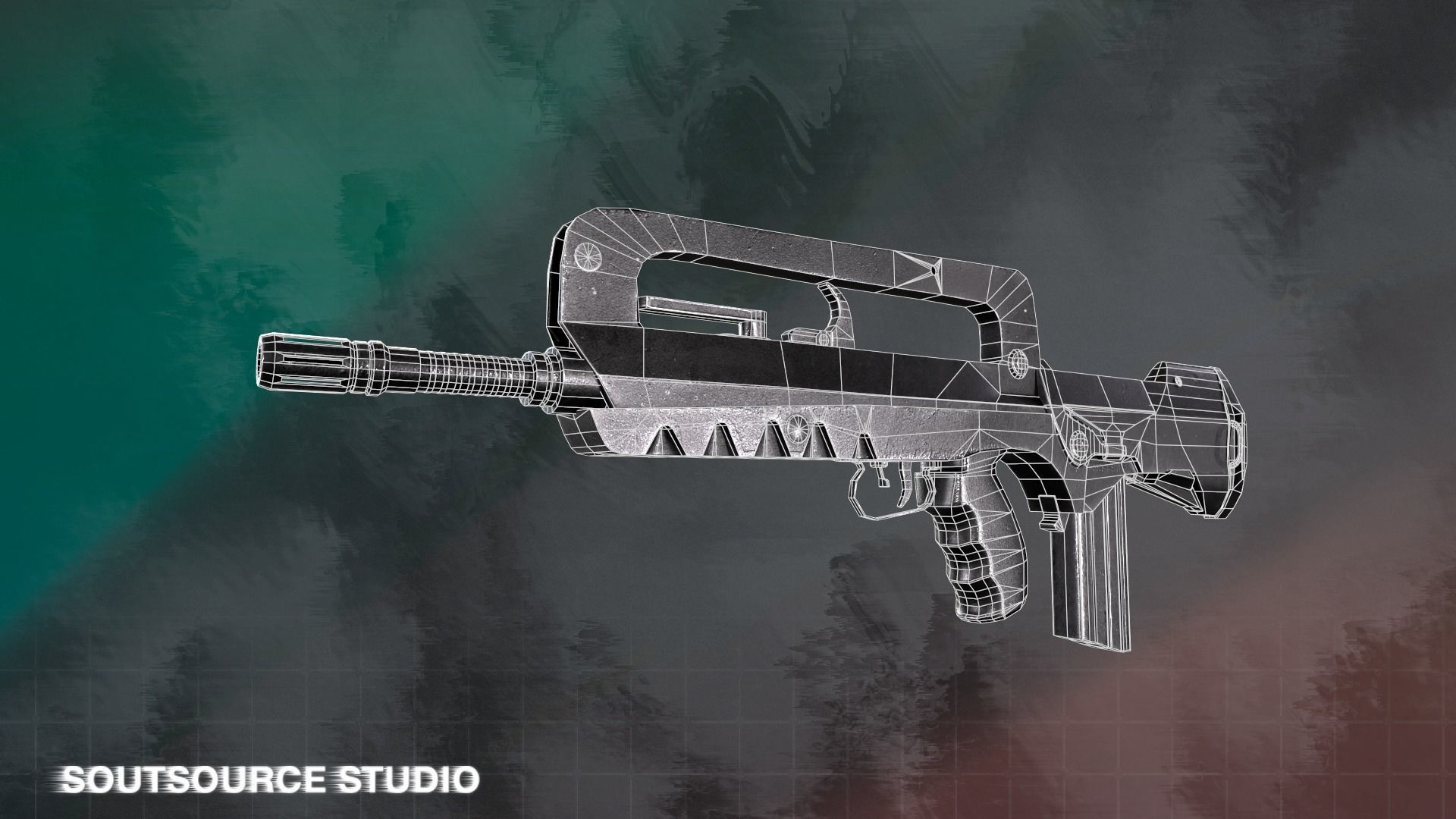 Famas F1 LowPoly GameReady by SoutSource Studio Low-poly 3D model_7