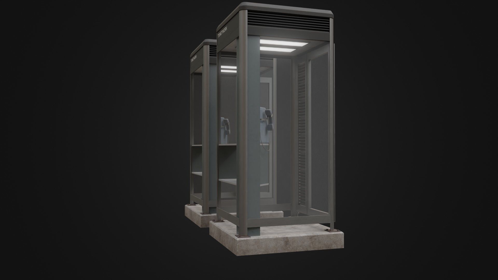 Japanese Phone box public telephone Low-poly 3D model_16