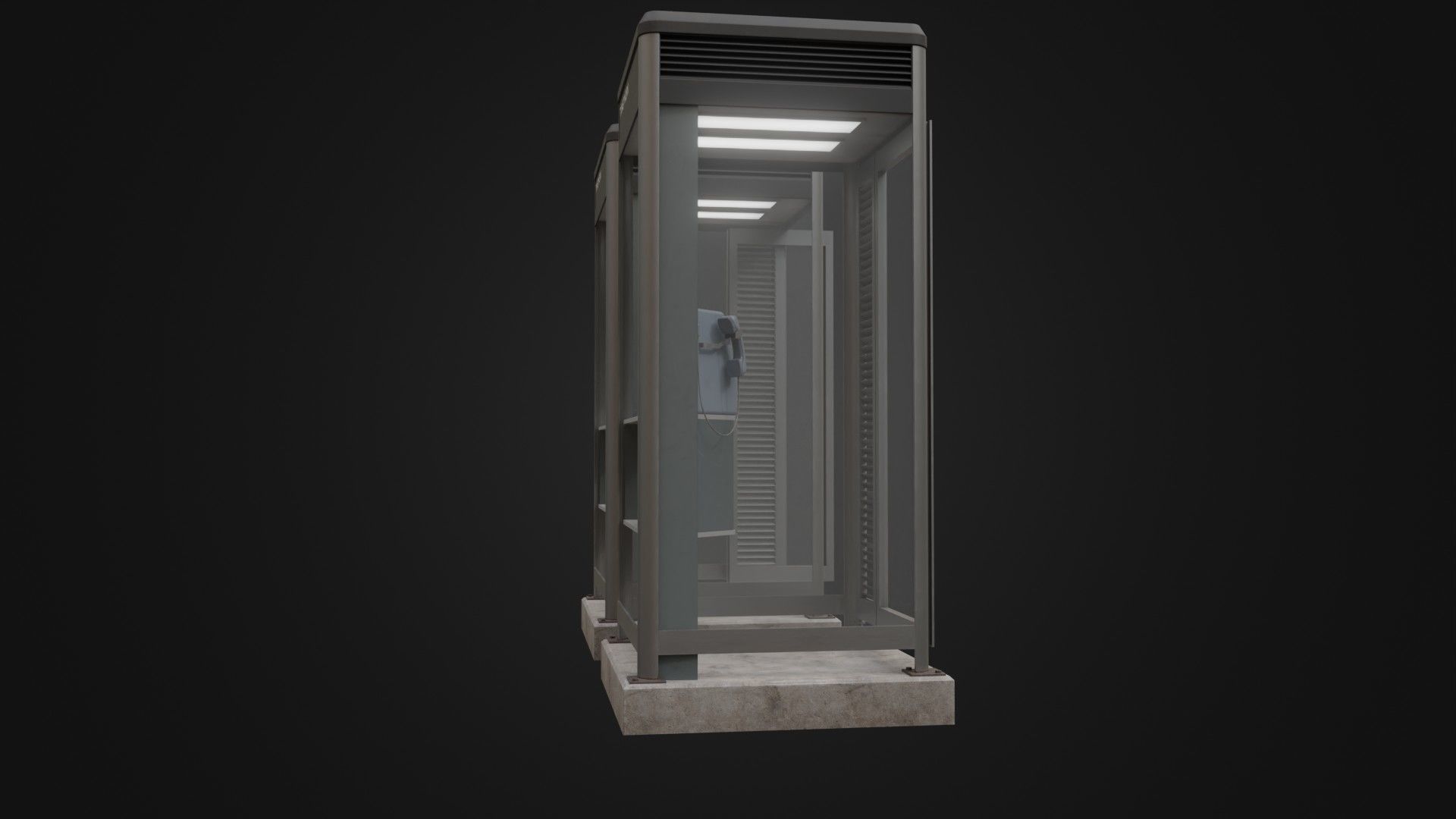 Japanese Phone box public telephone Low-poly 3D model_15