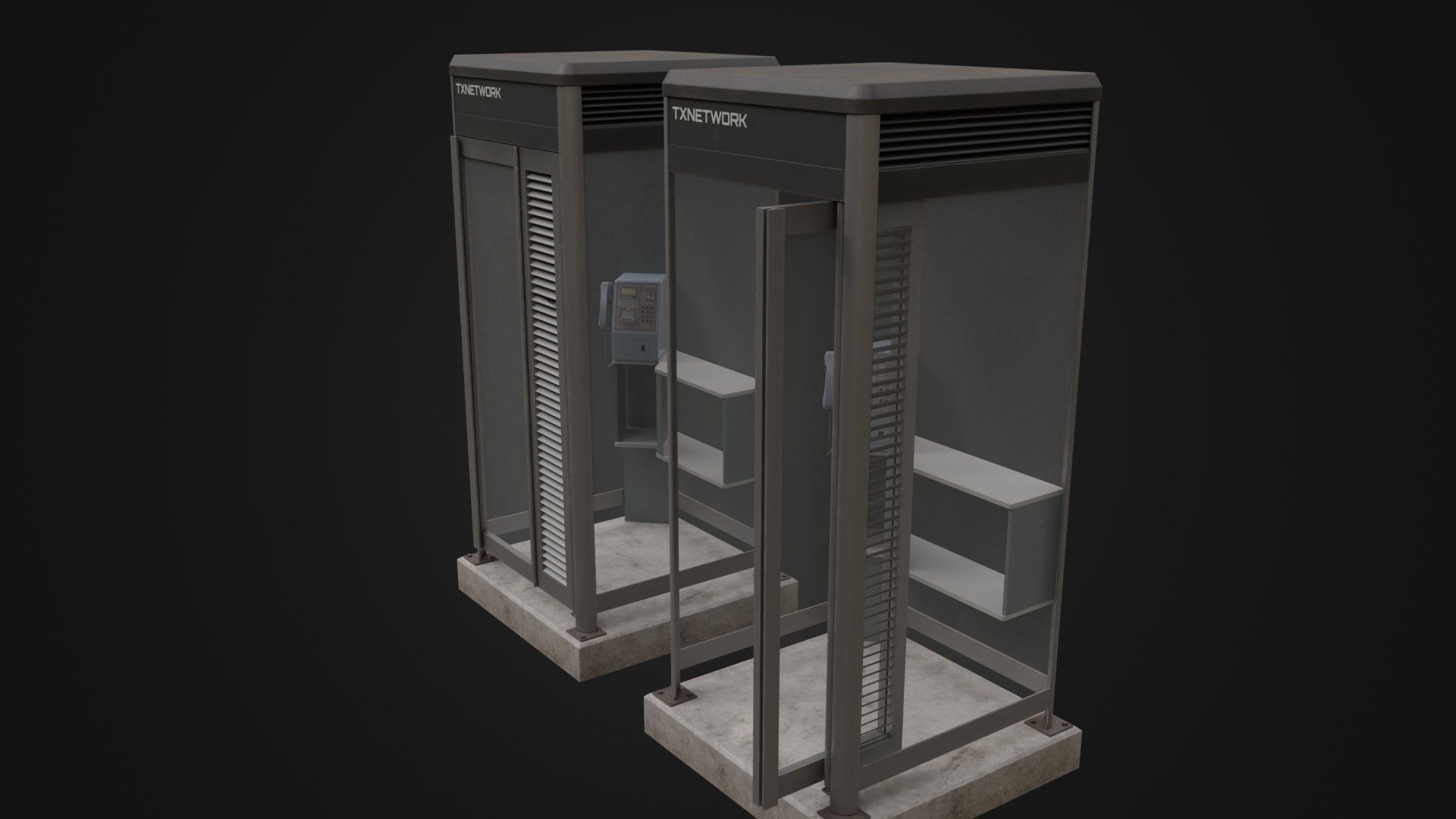 Japanese Phone box public telephone Low-poly 3D model_37
