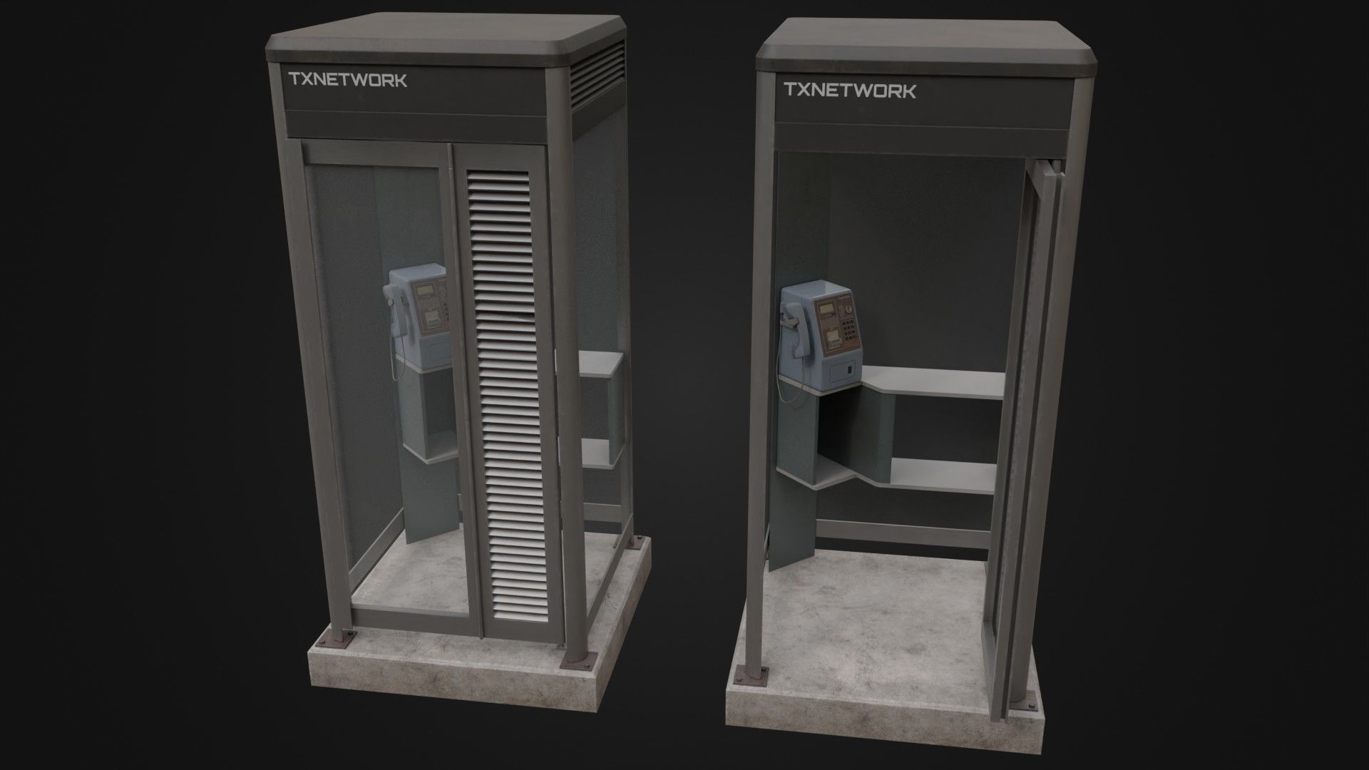 Japanese Phone box public telephone Low-poly 3D model_42