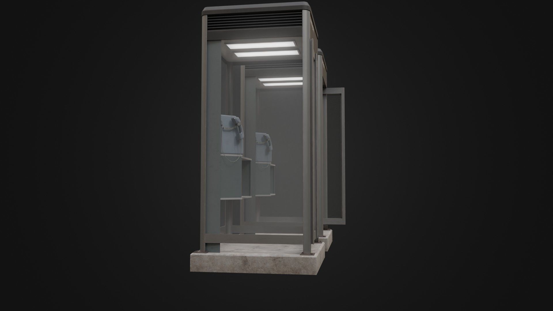 Japanese Phone box public telephone Low-poly 3D model_13
