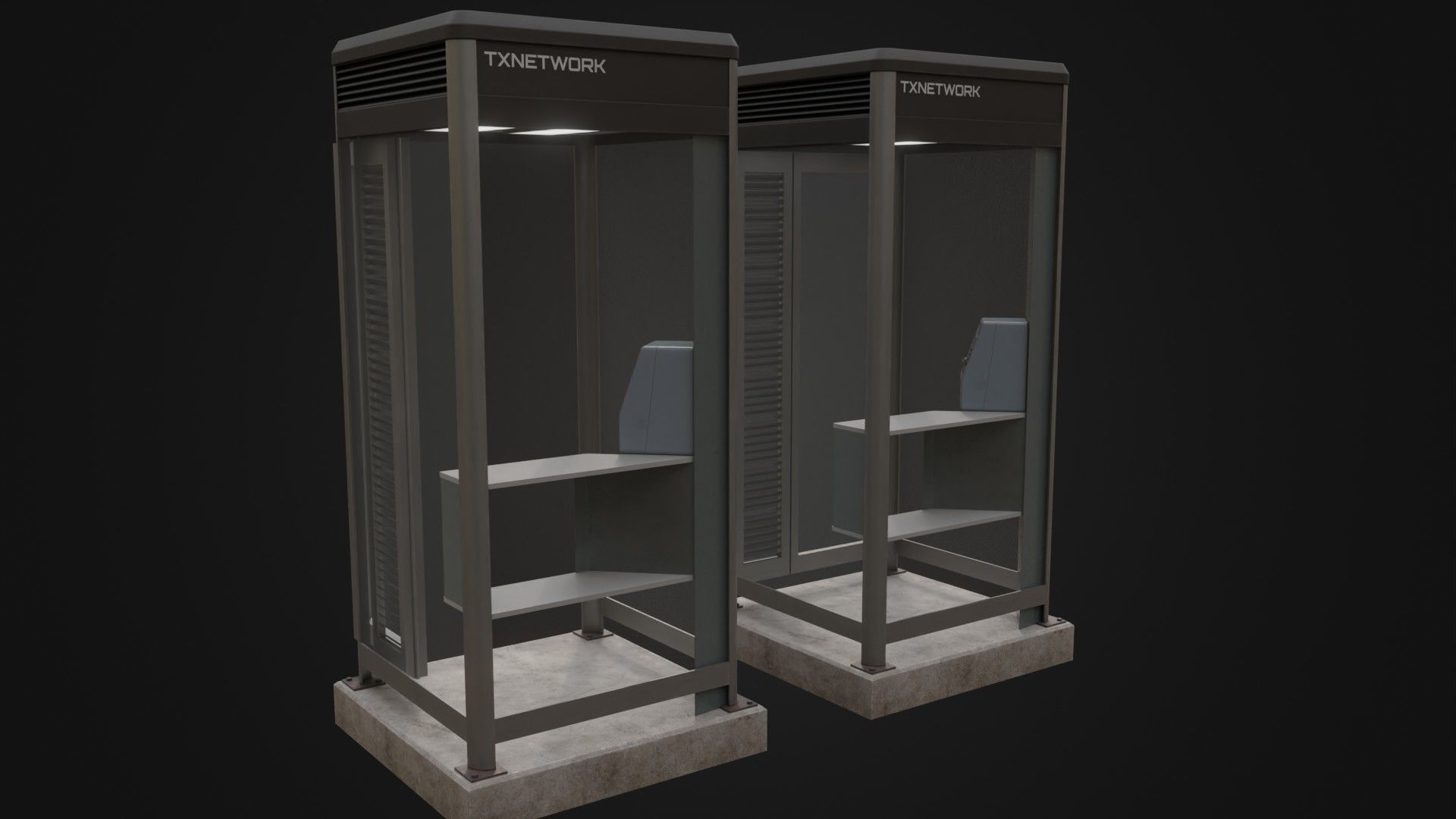 Japanese Phone box public telephone Low-poly 3D model_27